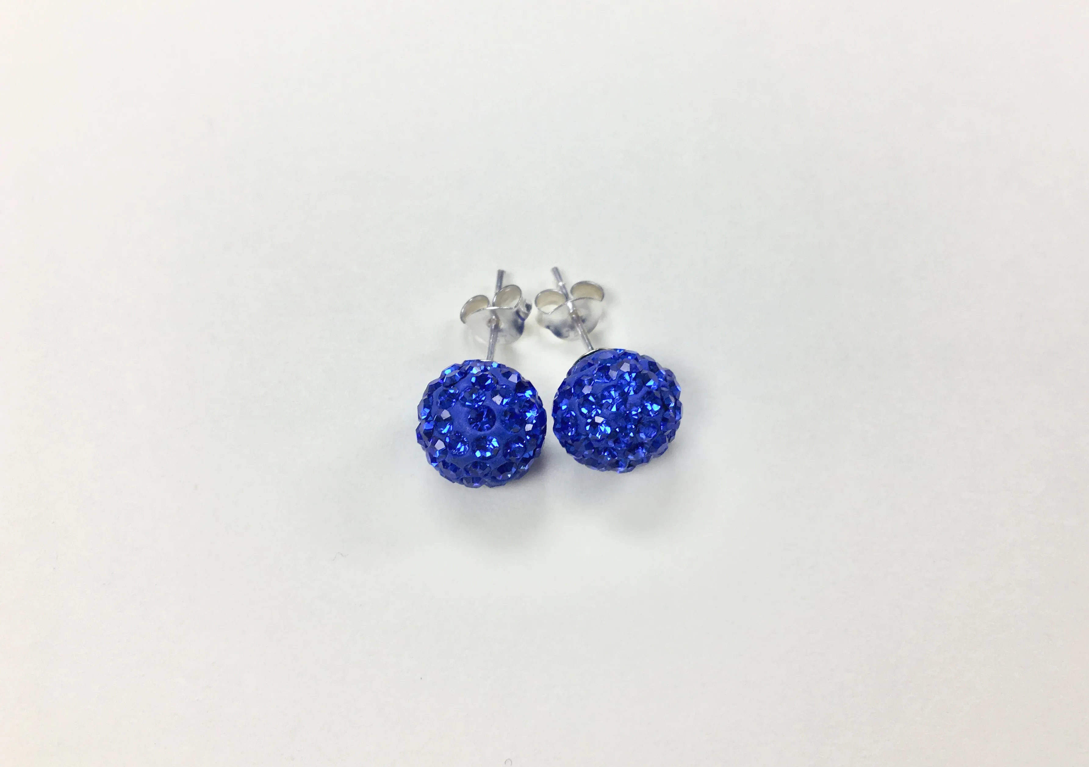 10mm Disco Ball Crystals Silver Stud Earrings