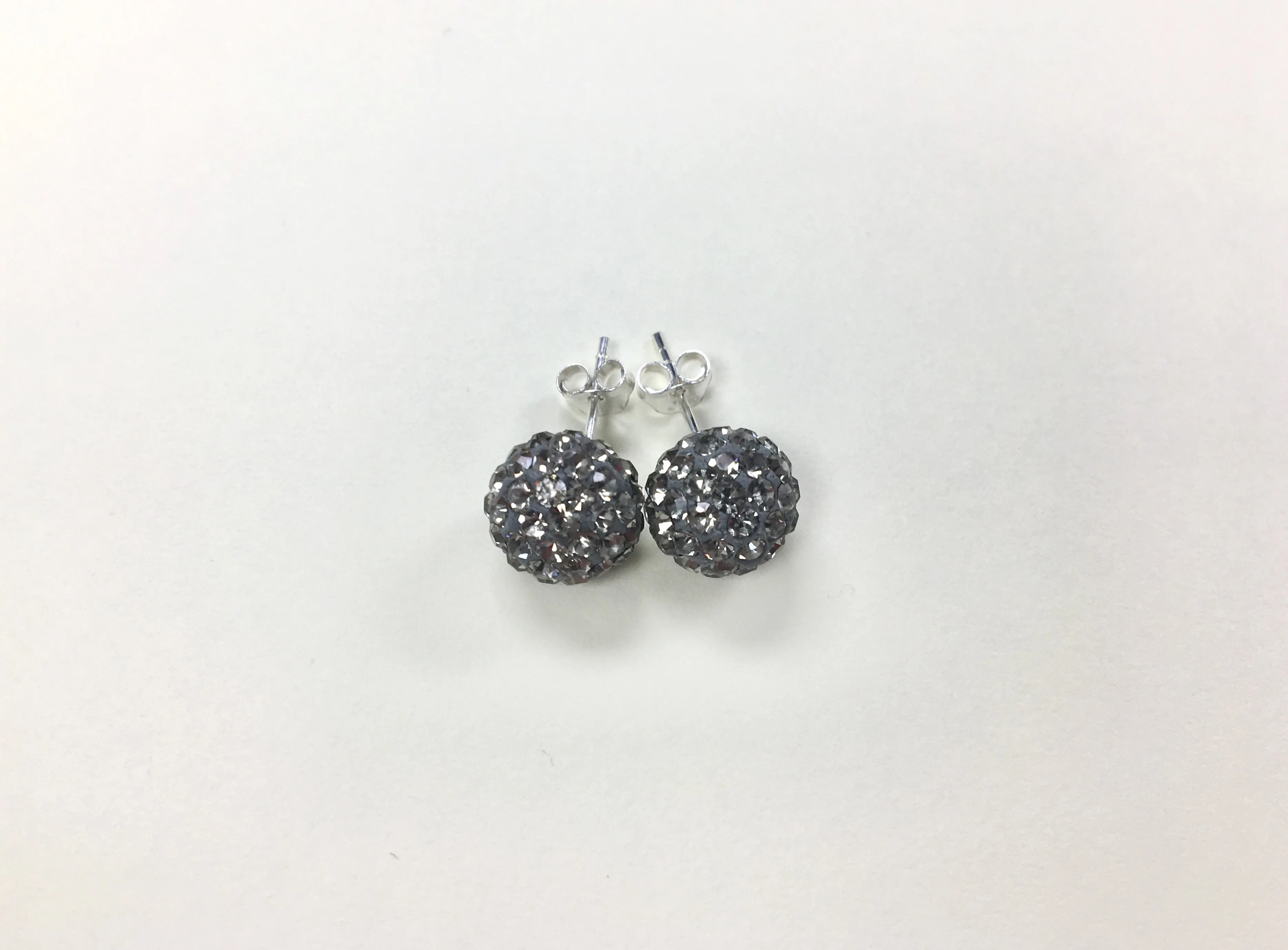 10mm Disco Ball Crystals Silver Stud Earrings