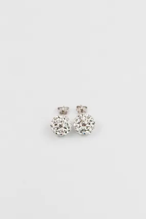 10mm Disco Ball Crystals Silver Stud Earrings