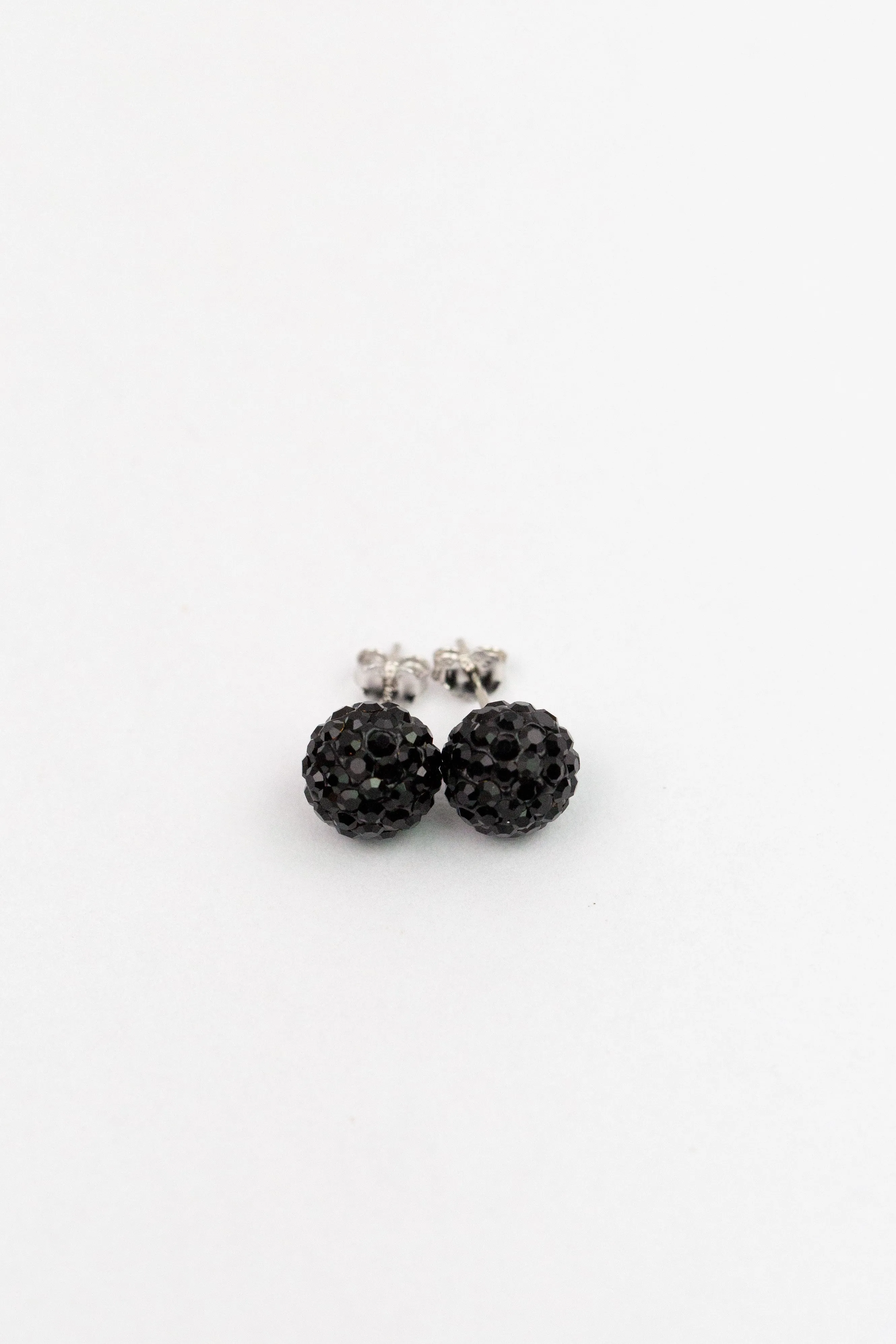 10mm Disco Ball Crystals Silver Stud Earrings
