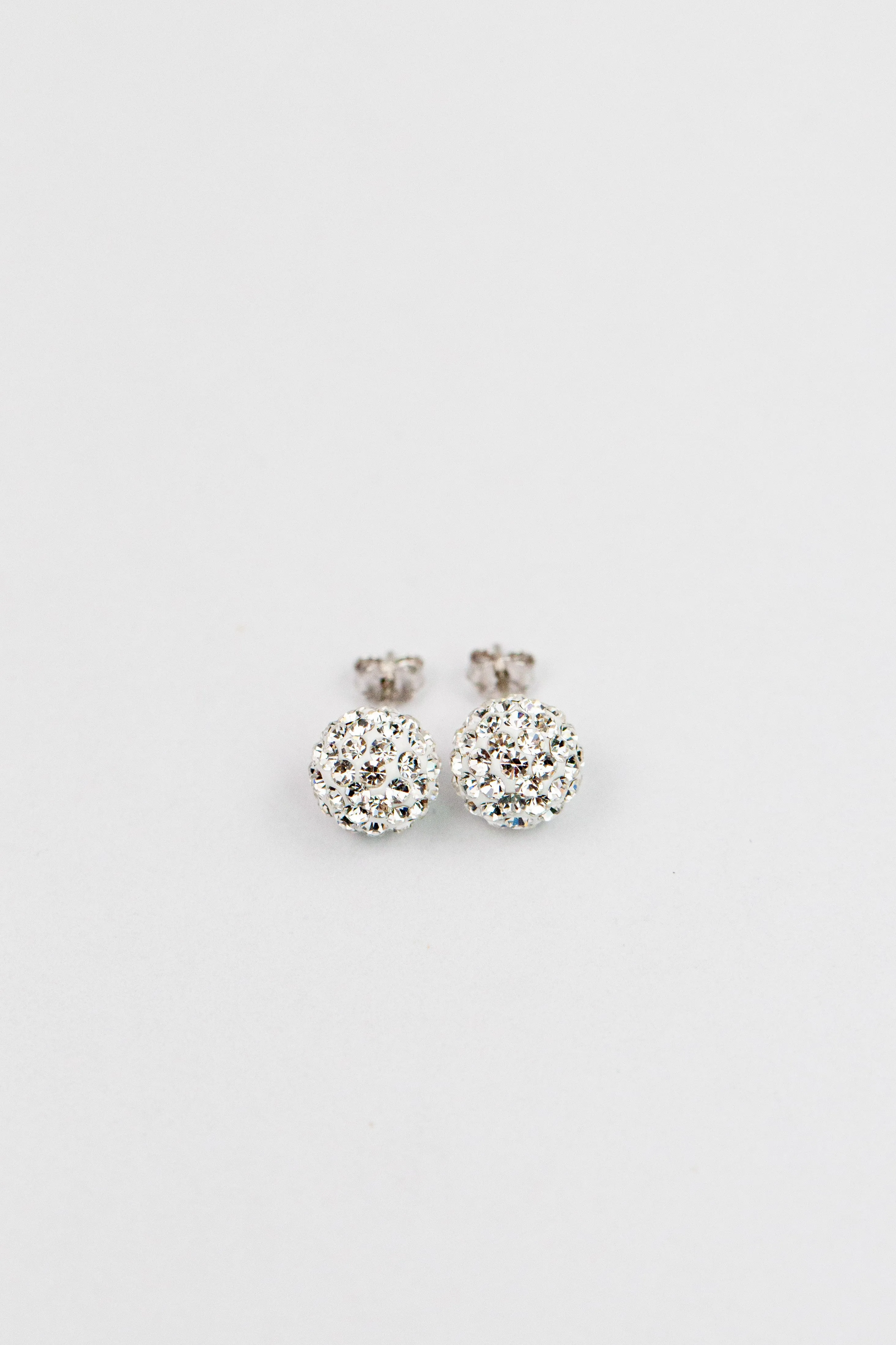 10mm Disco Ball Crystals Silver Stud Earrings