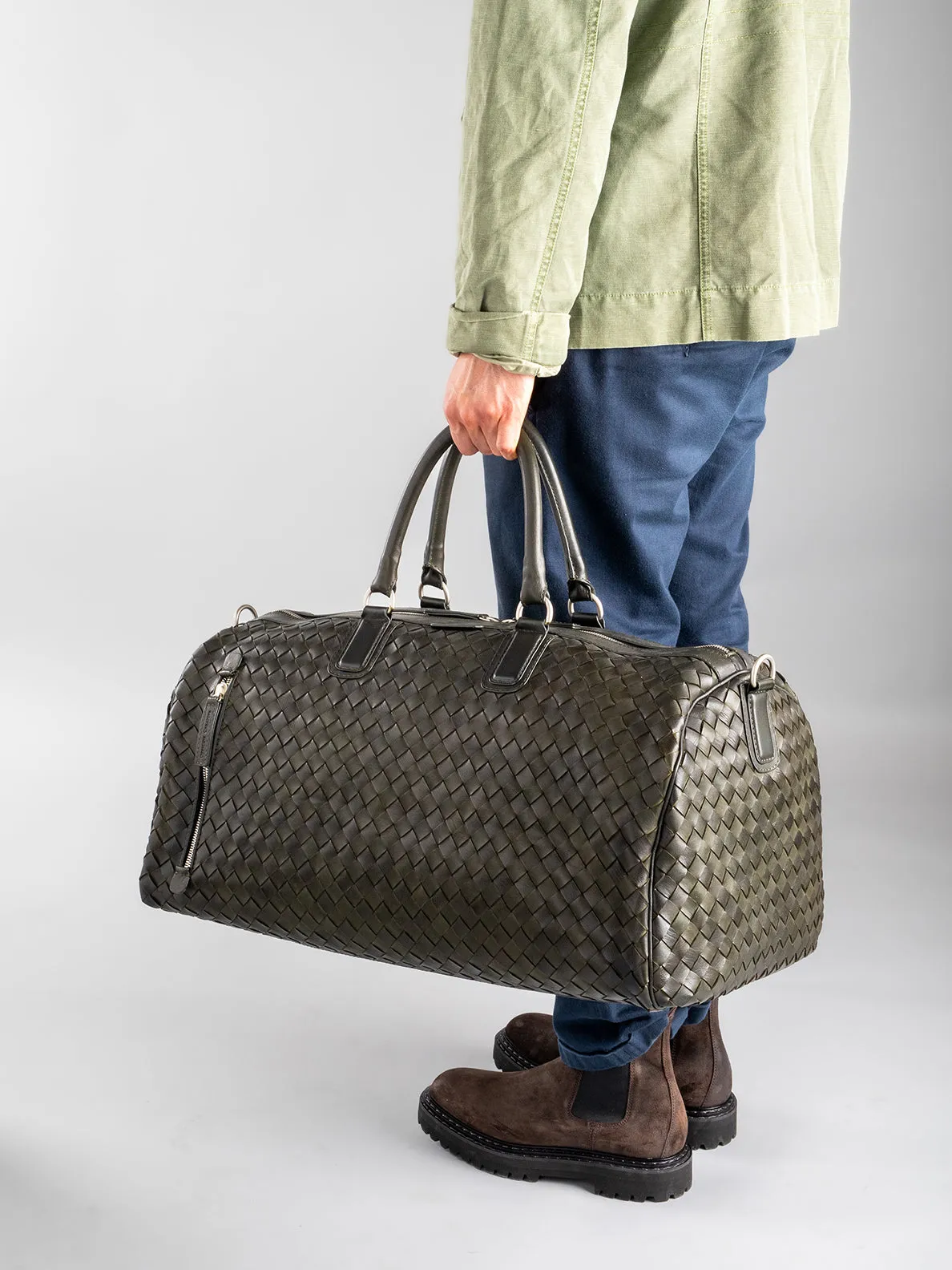 ARMOR 01 - Green Woven Leather Weekender