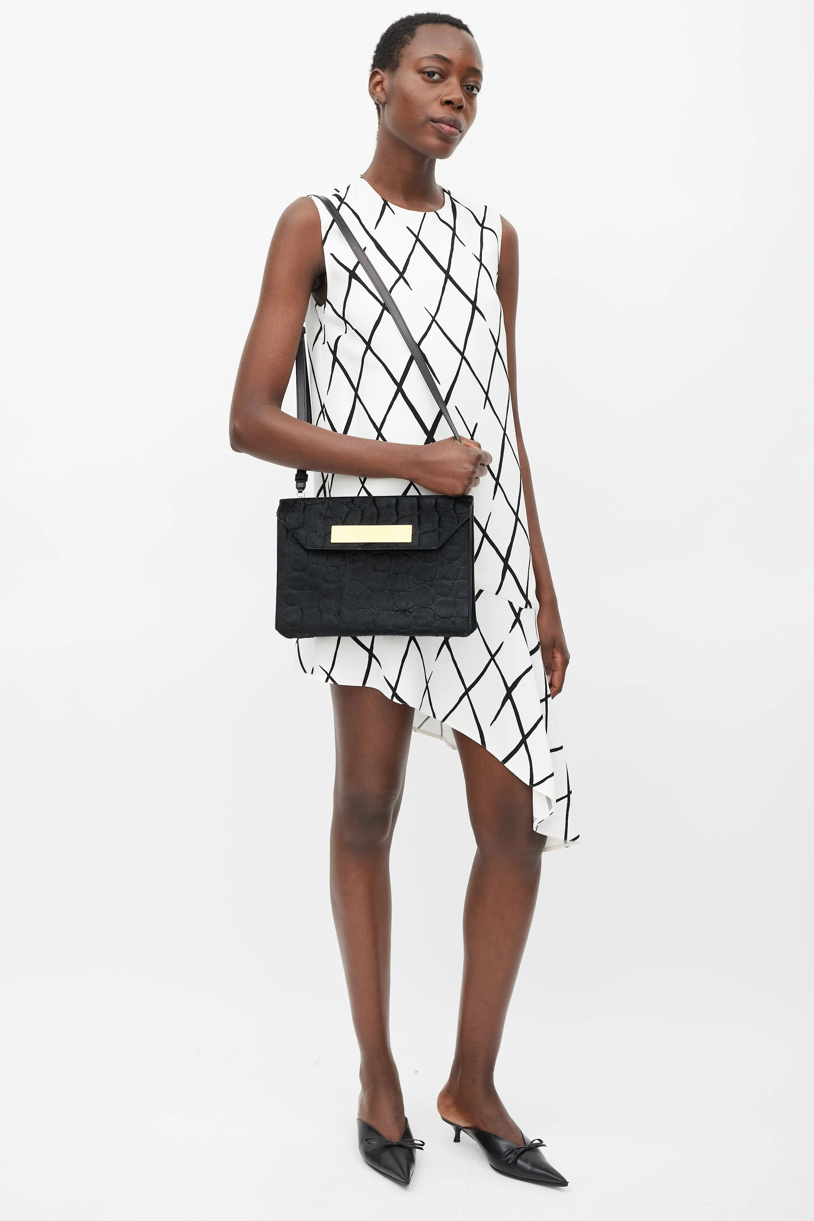 Black Embossed Hair Envelope Clutch