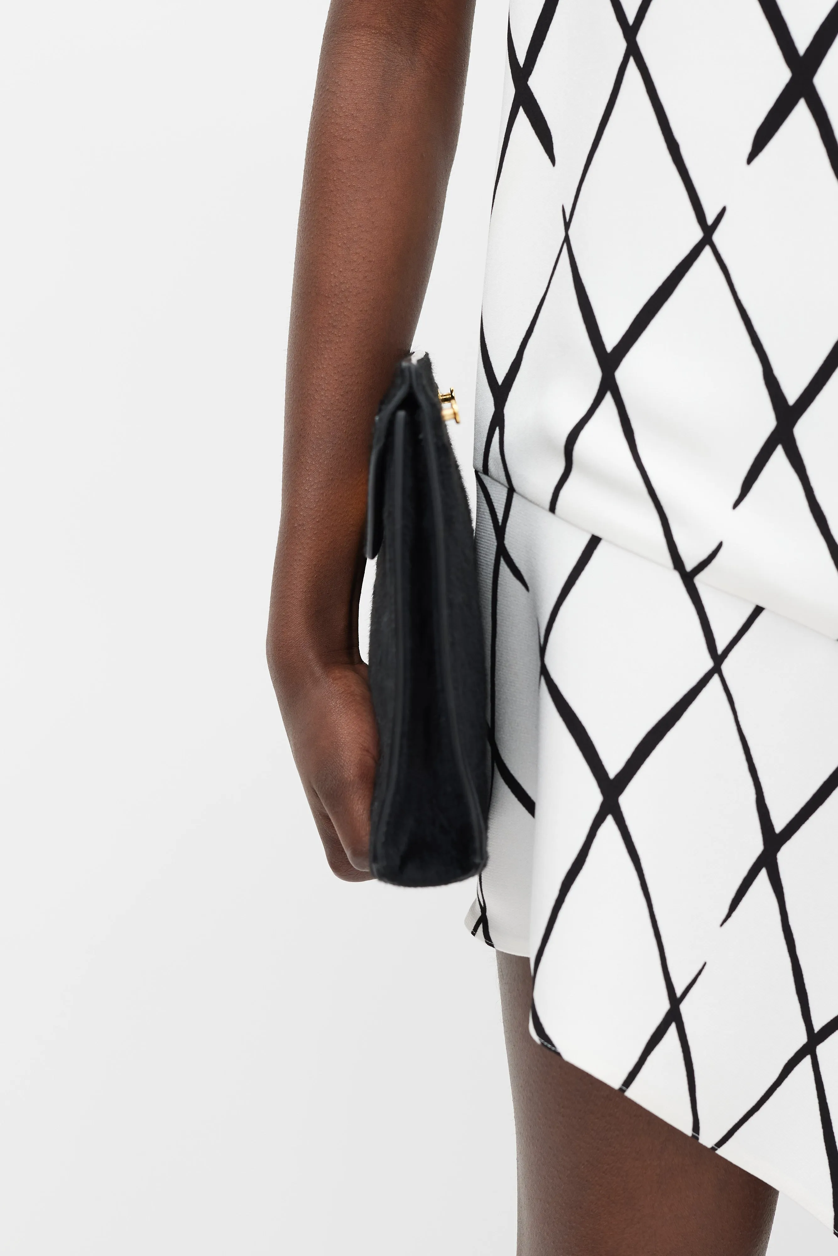 Black Embossed Hair Envelope Clutch