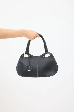 Black Leather Top Handle Bag