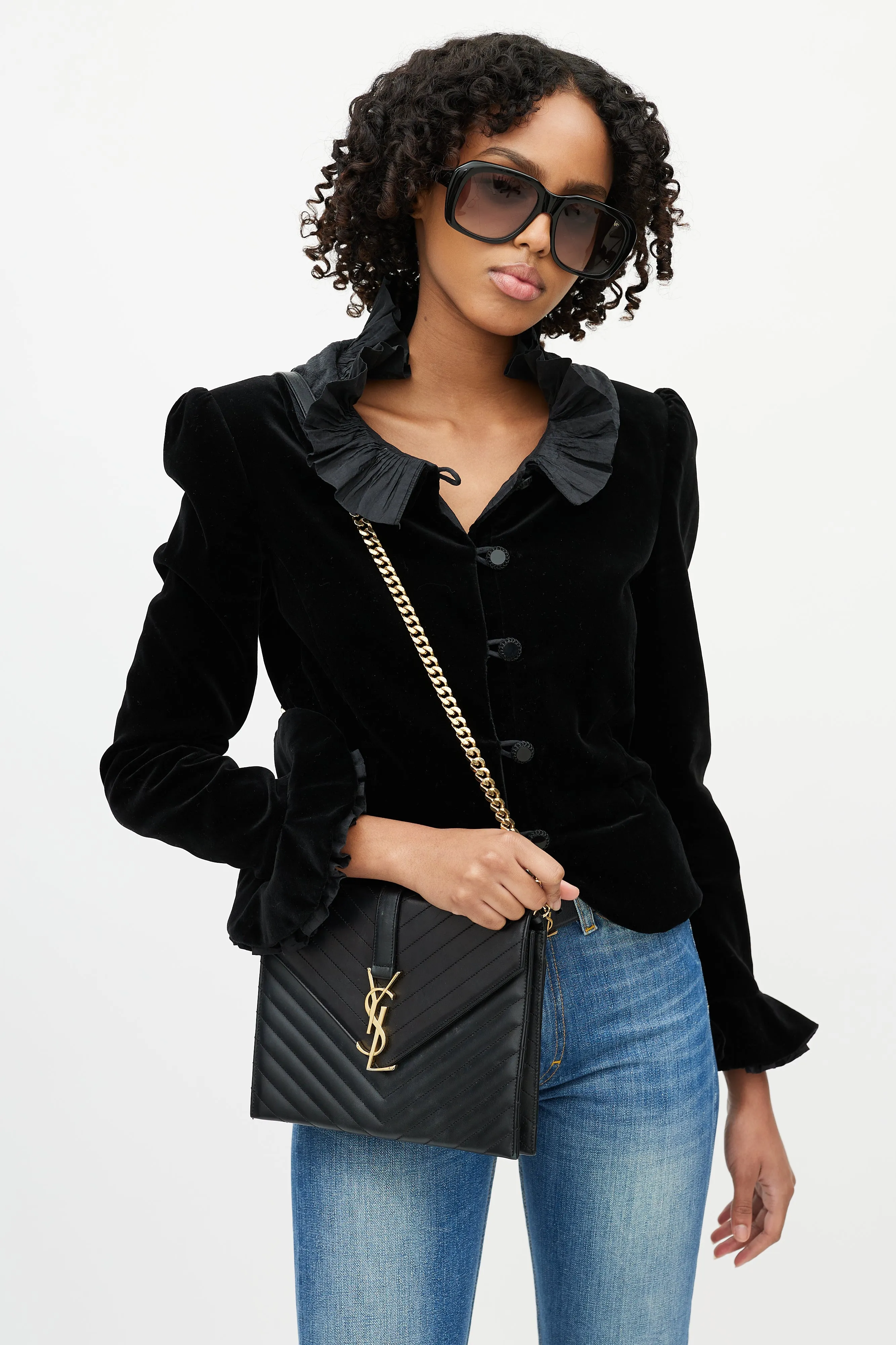 Black Quilted Envelope Bag