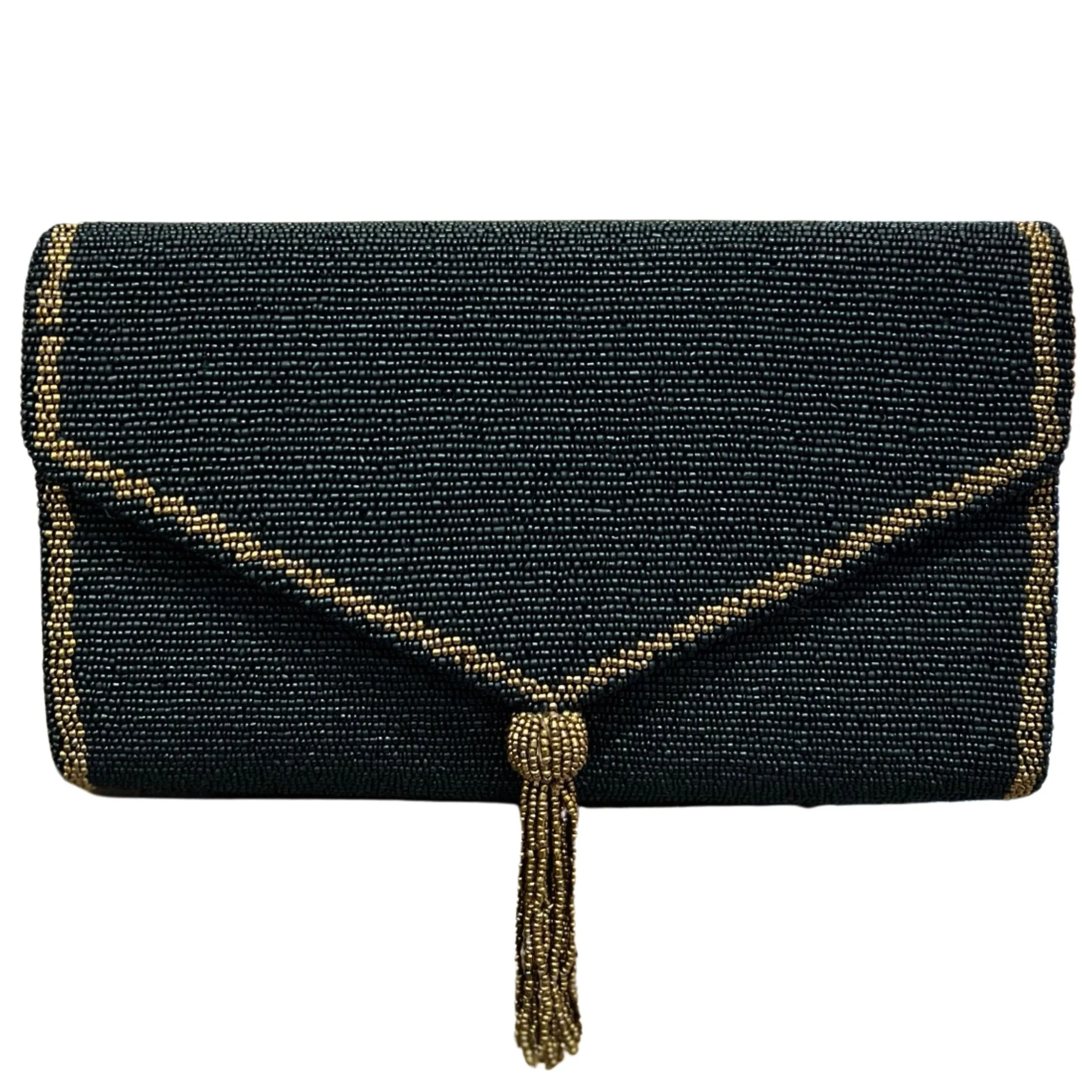 Black Tassel Envelope Clutch