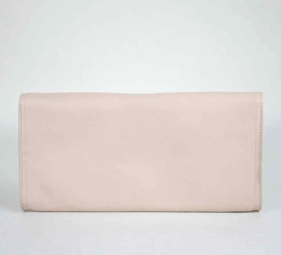 BOTTEGA VENETA Women's Leather Wristlet Clutch Bag Gold Detail Pink