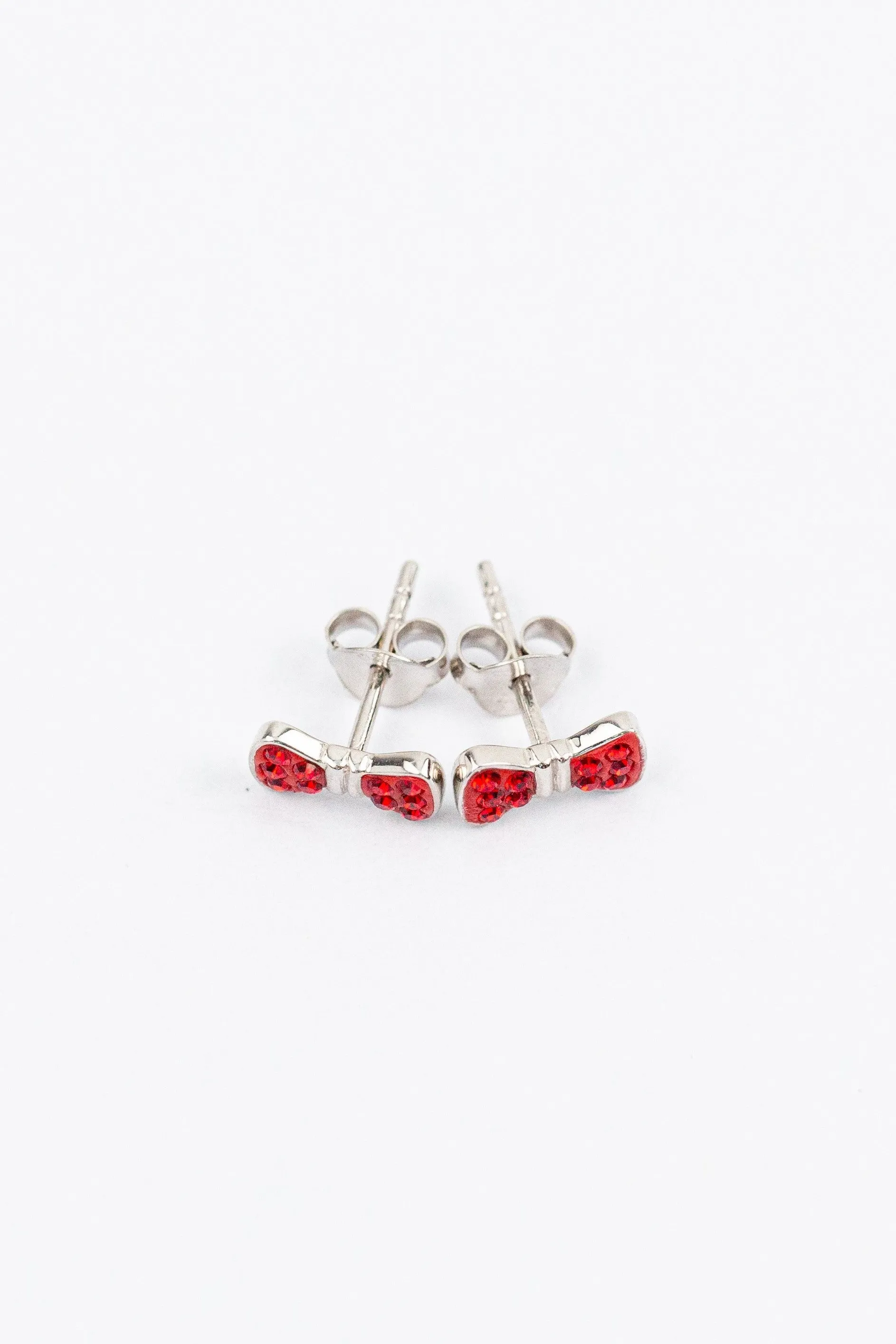 Bow Crystal Silver Stud Earrings
