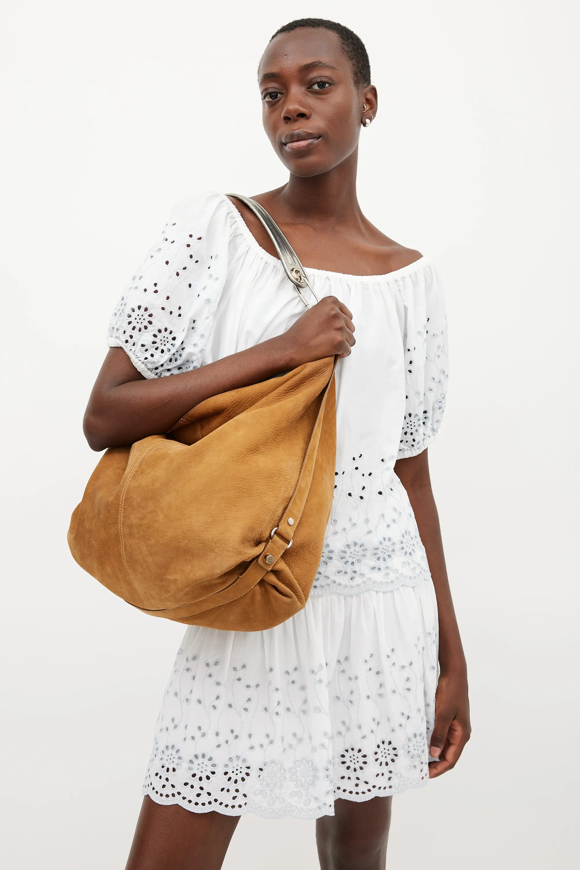 Brown & Silver Leather Tassel Bag