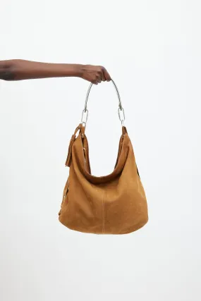 Brown & Silver Leather Tassel Bag