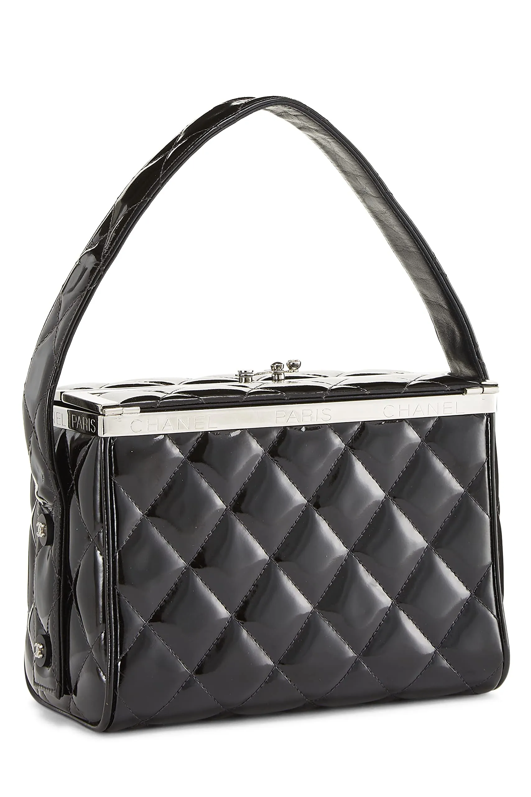 Chanel,  Black Patent Leather Box Bag, Black
