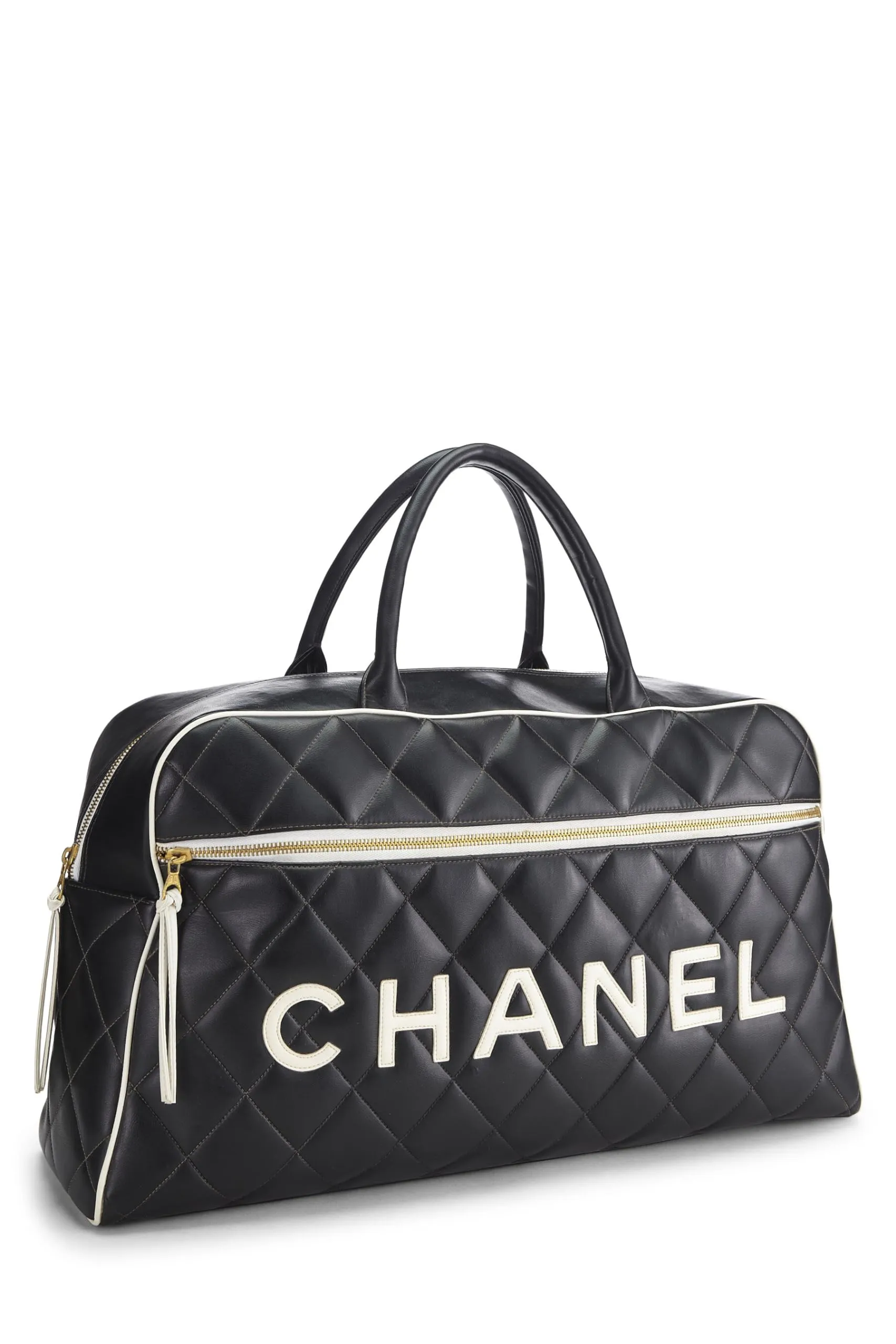 Chanel,  Black Quilted Calfskin Bowler Large, Black