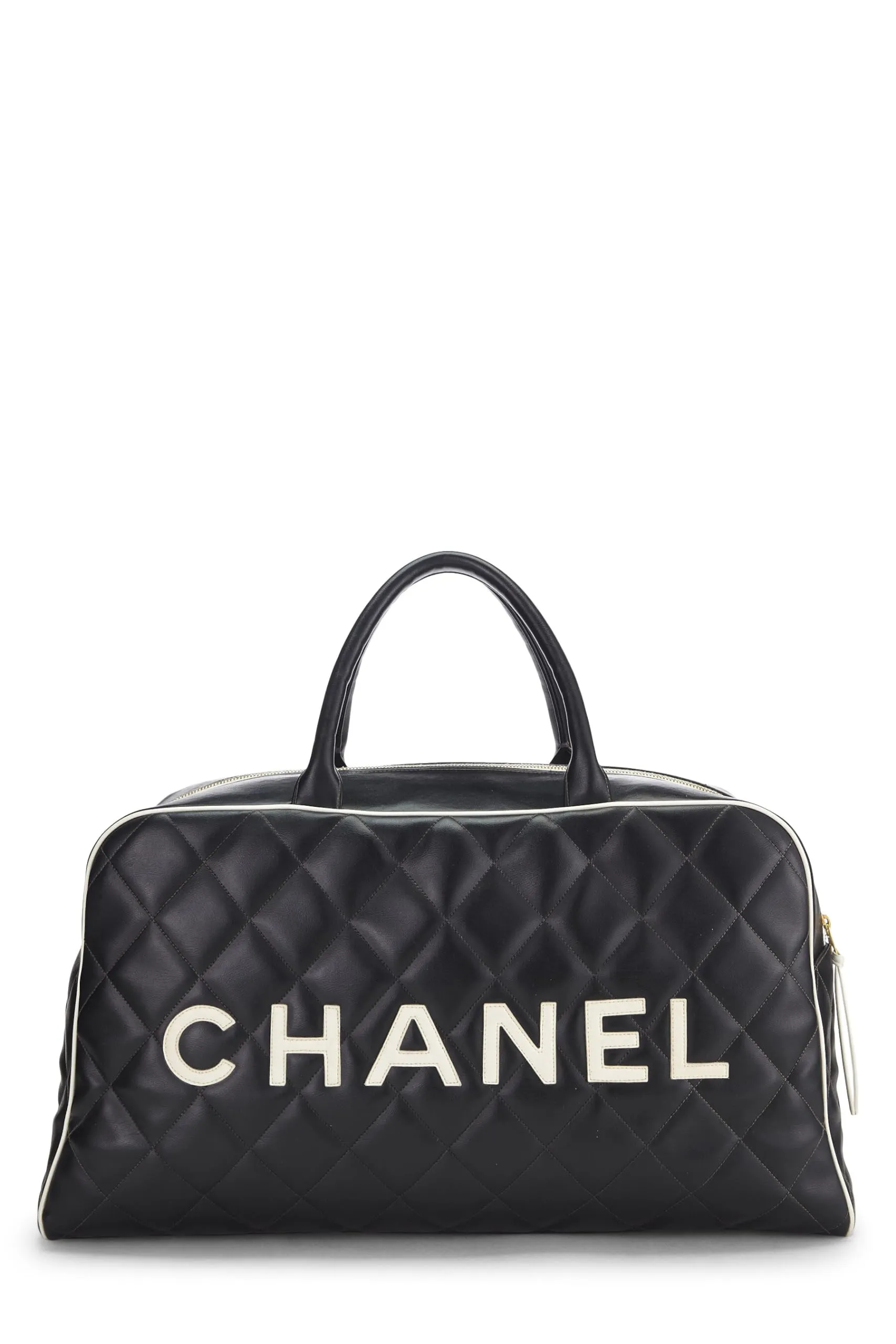 Chanel,  Black Quilted Calfskin Bowler Large, Black