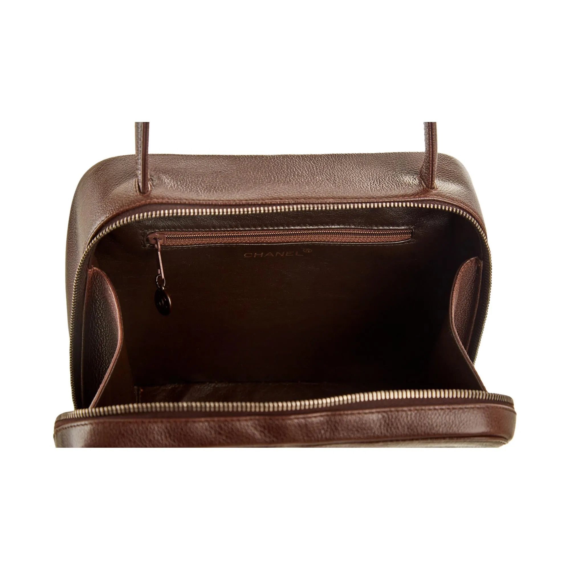 Chanel Brown Logo Top Handle Bag