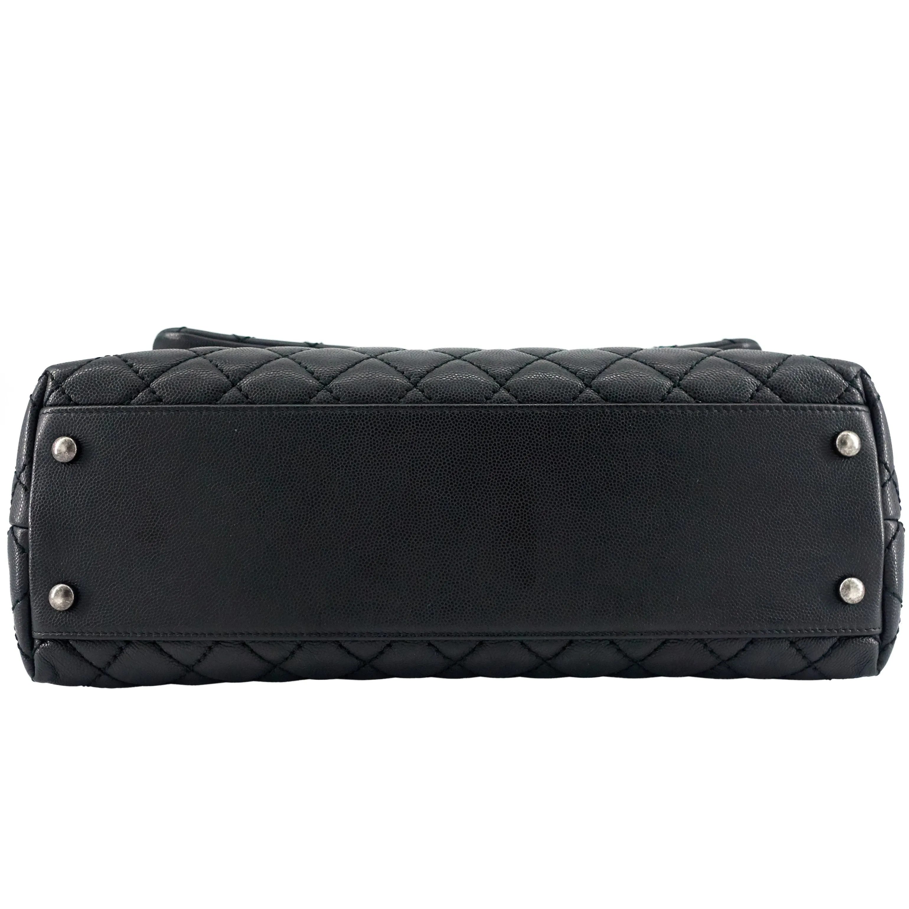CHANEL Coco Top Handle Medium Caviar Leather Bag
