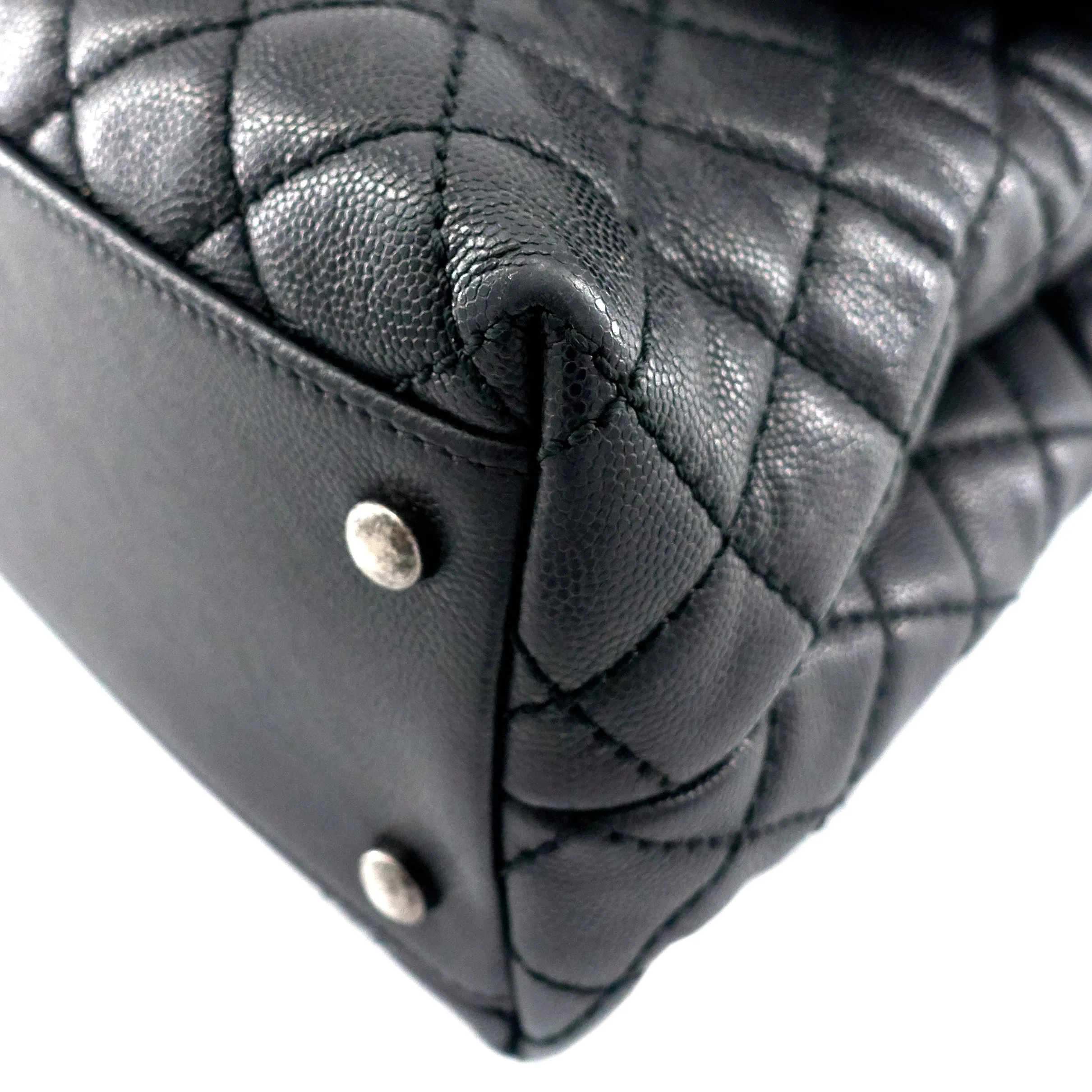 CHANEL Coco Top Handle Medium Caviar Leather Bag