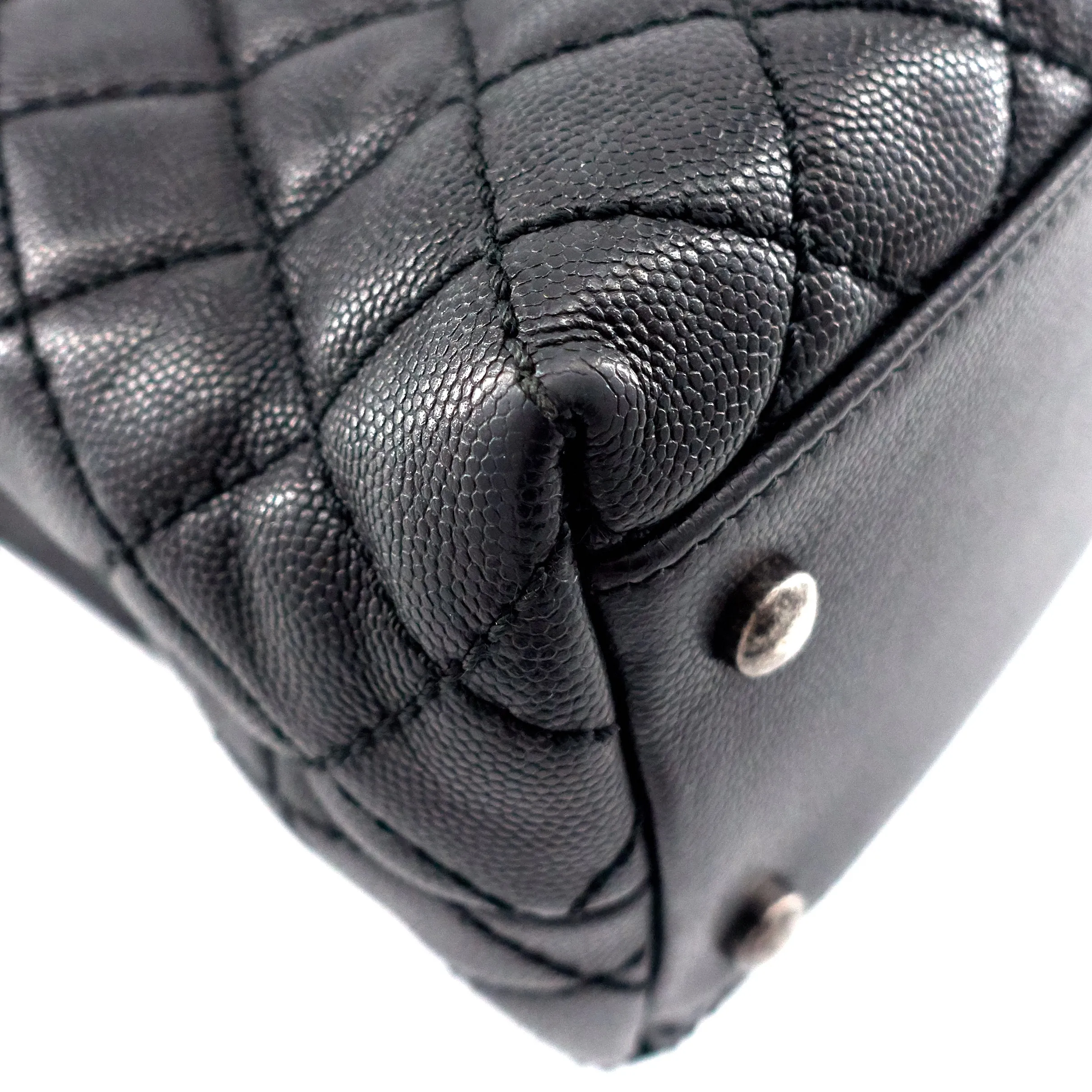 CHANEL Coco Top Handle Medium Caviar Leather Bag
