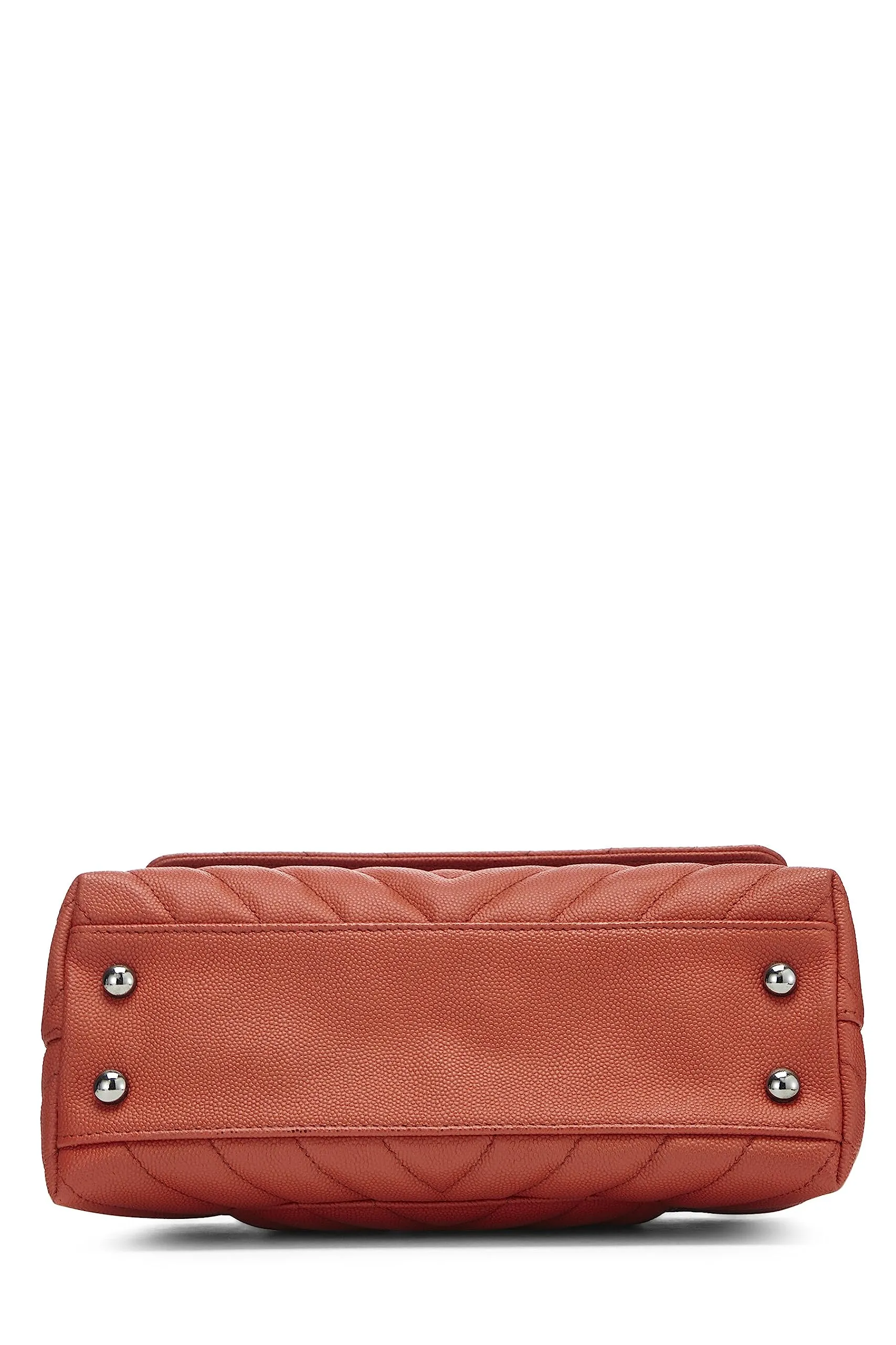 Chanel,  Orange Chevron Caviar Coco Handle Bag Small, Orange