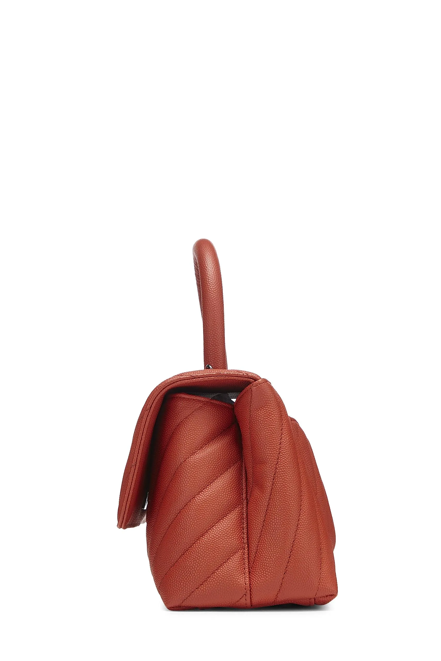 Chanel,  Orange Chevron Caviar Coco Handle Bag Small, Orange