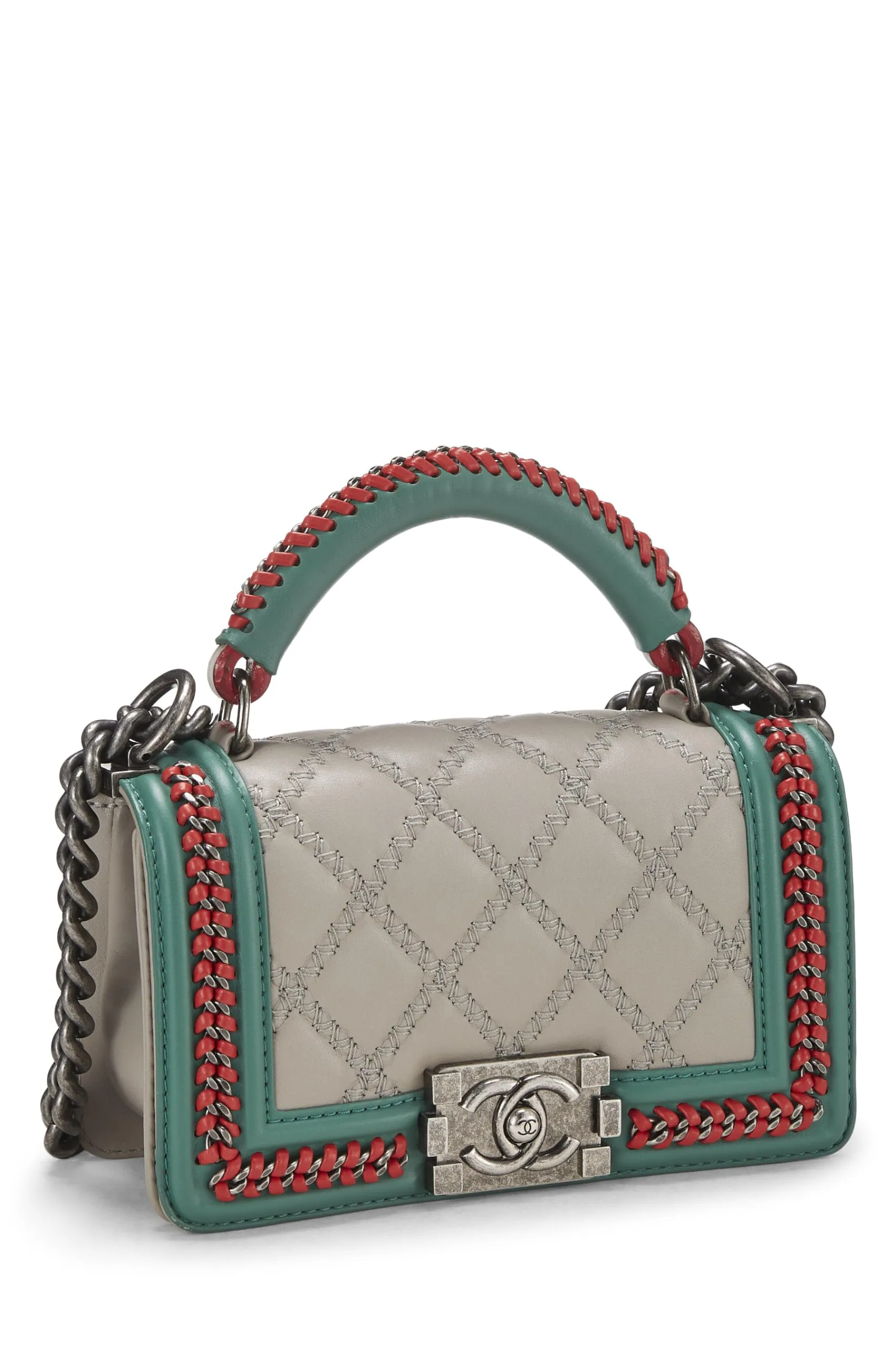 Chanel,  Paris-Salzburg Multicolor Braided Around Top Handle Boy Bag Small, Multi
