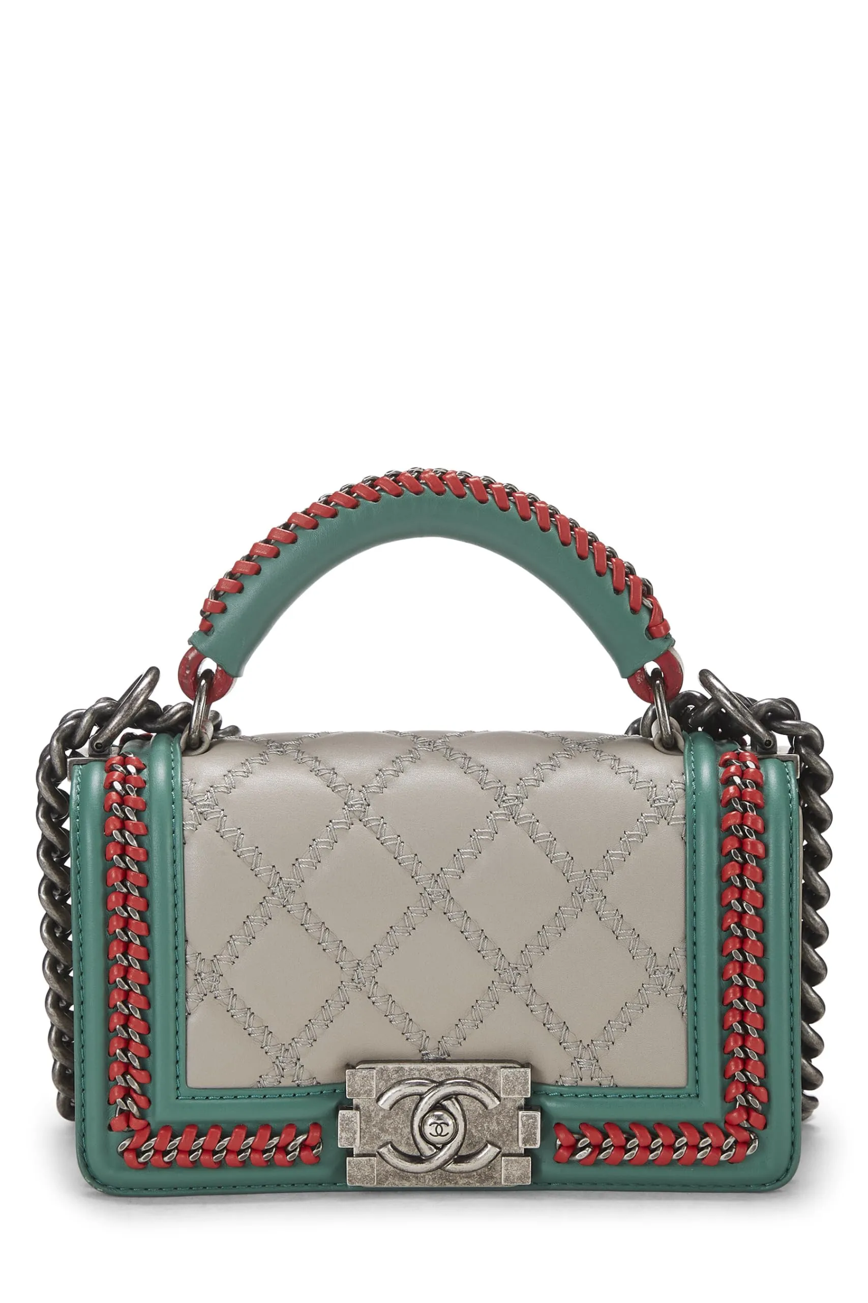 Chanel,  Paris-Salzburg Multicolor Braided Around Top Handle Boy Bag Small, Multi