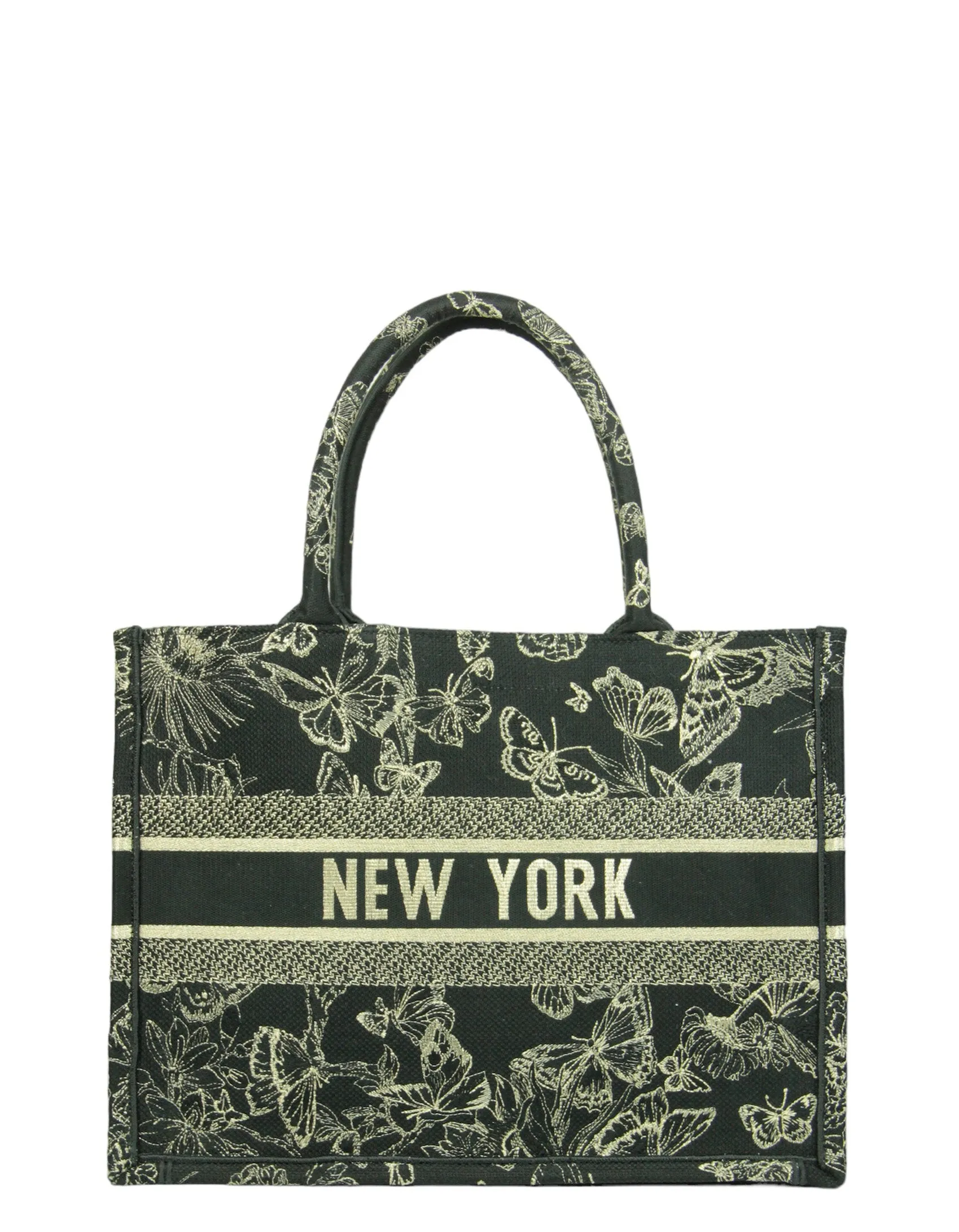 Christian Dior 2023 Black/Gold New York Medium Book Tote Bag