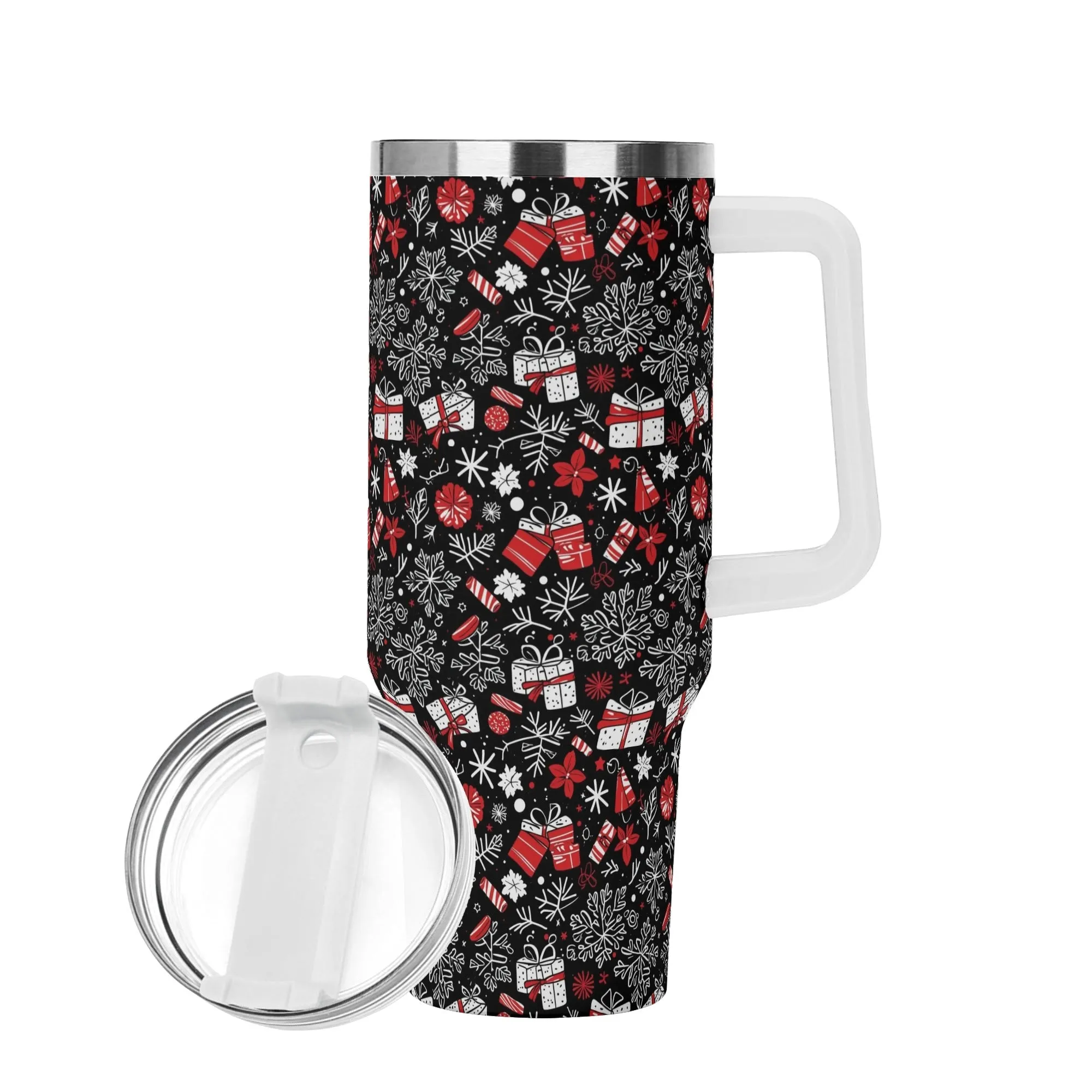 Christmas Gift 40oz Stainless Steel Tumbler Gift With White Handle and Straw