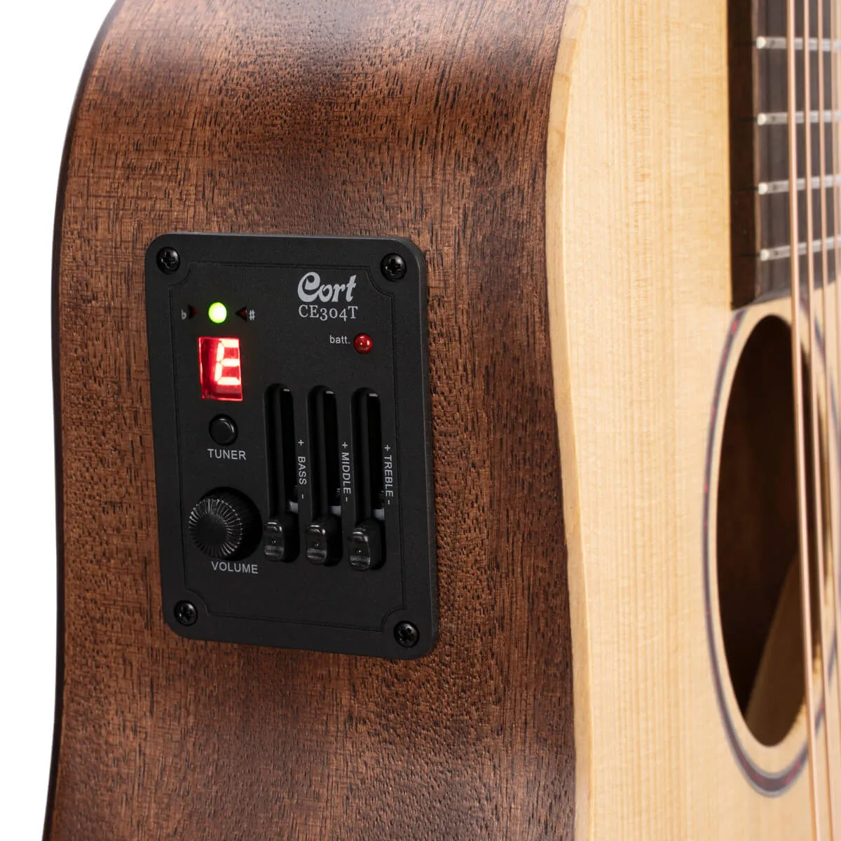 Cort Earth Mini E Adirondack Electro-Acoustic Travel Guitar Open Pore