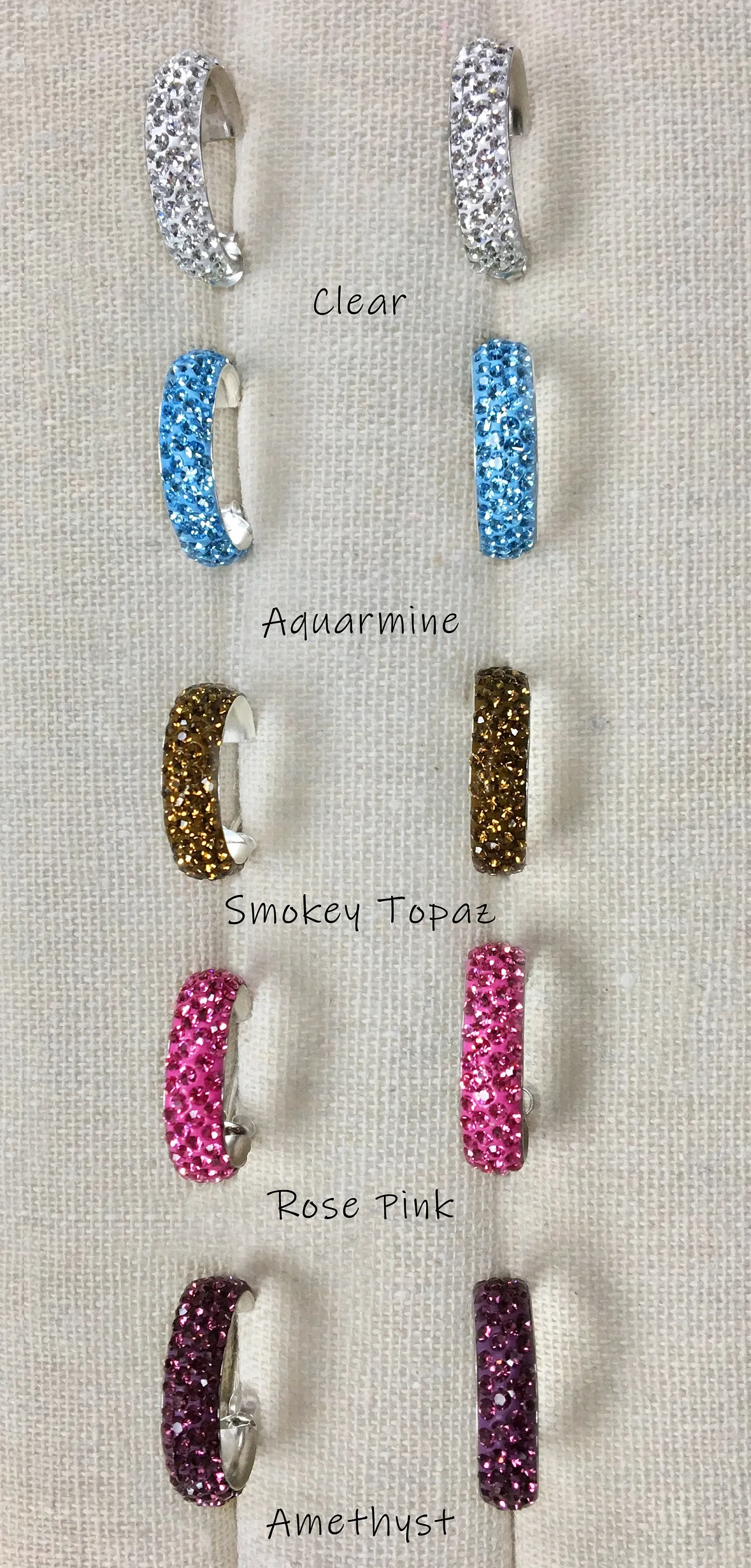 Crystal 3/4" C Huggie Hoop Sterling Silver Earrings