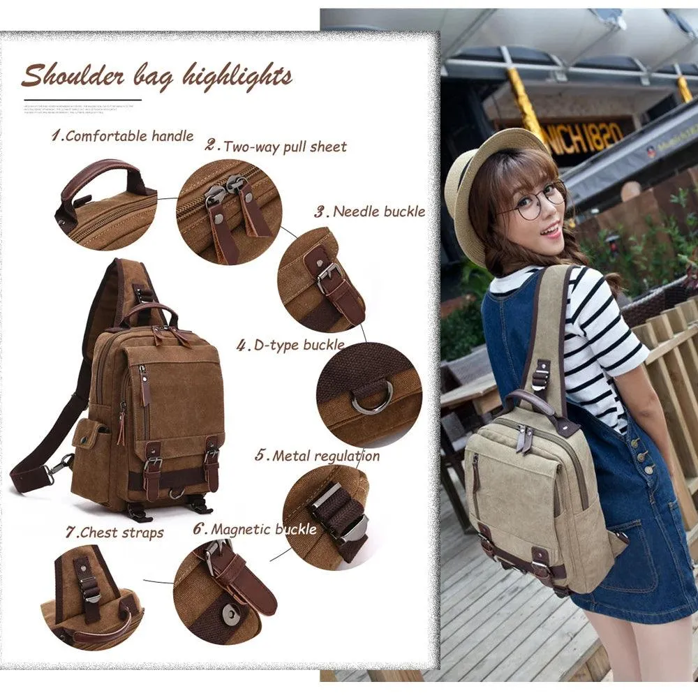 Daypack Cool Backpacks MWCBSF03 Canvas Travel Multifunctional Shoulder Bag