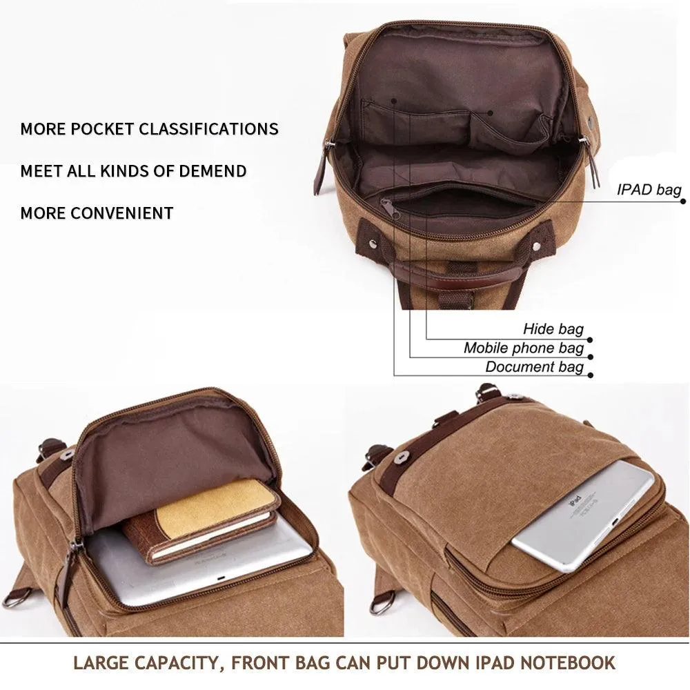 Daypack Cool Backpacks MWCBSF03 Canvas Travel Multifunctional Shoulder Bag