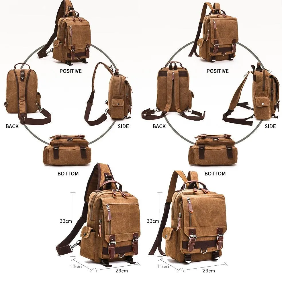 Daypack Cool Backpacks MWCBSF03 Canvas Travel Multifunctional Shoulder Bag