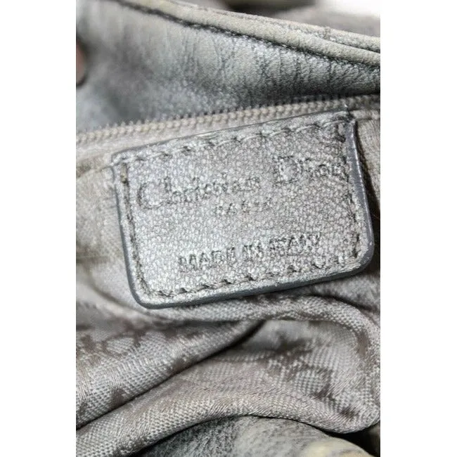 Dior Grey/Silver Quilted Leather Cannage Bucket Satchel