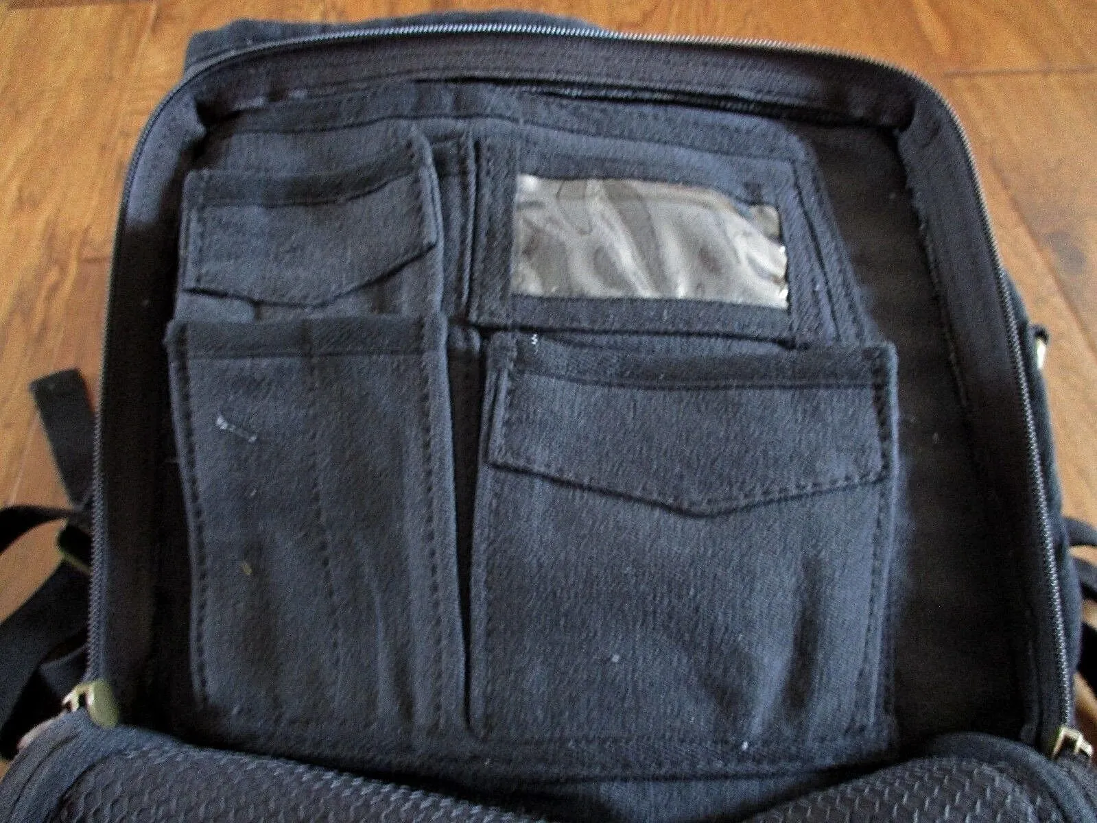 EURO STYLE MESSENGER BAG BLACK CANVAS WITH LEATHER TRIM