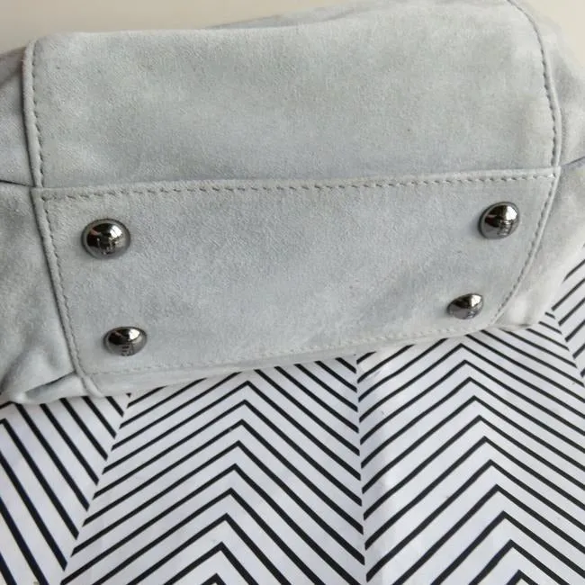 Fendi Shoulder Bag W Be Jewel Style Faceted Grey Suedeblue Resin Top And Satchel