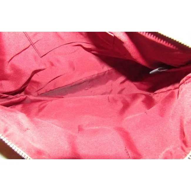 Fendi Top Handle Style Purse Red Zucchino Print On Tan Canvas And Leather Satchel