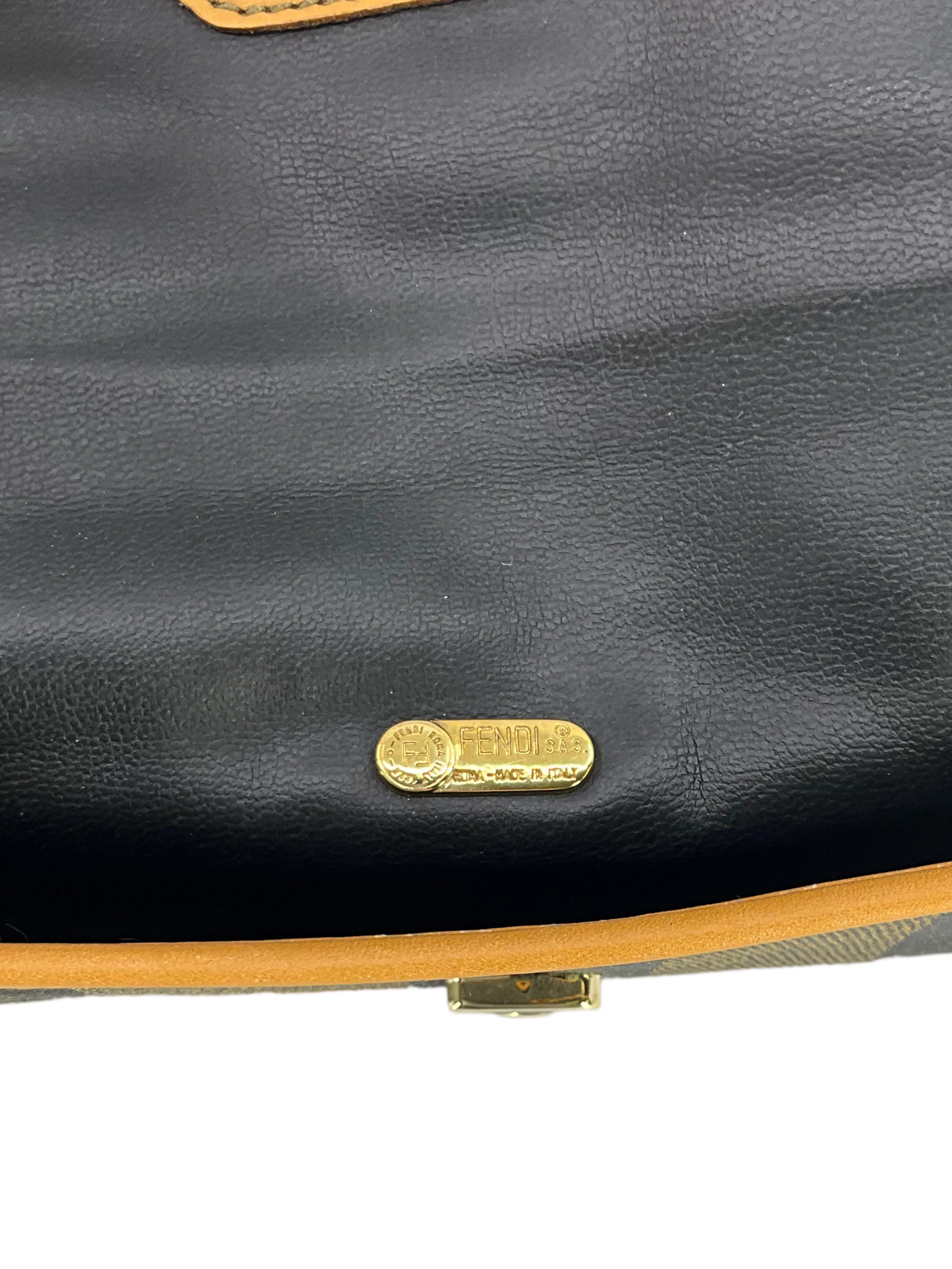 FENDI Vintage Vinyl Pequin Striped Envelope Clutch Bag