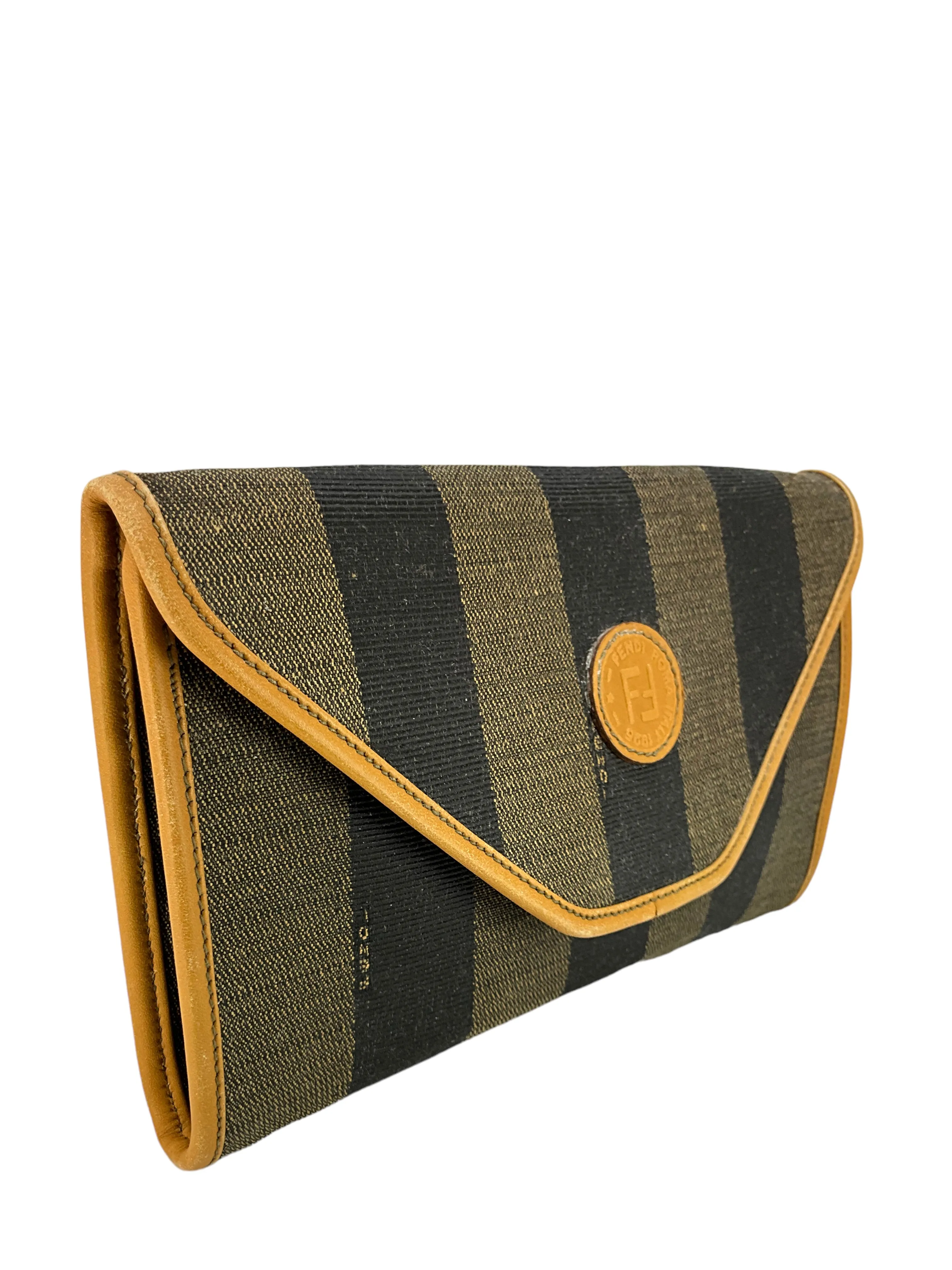 FENDI Vintage Vinyl Pequin Striped Envelope Clutch Bag