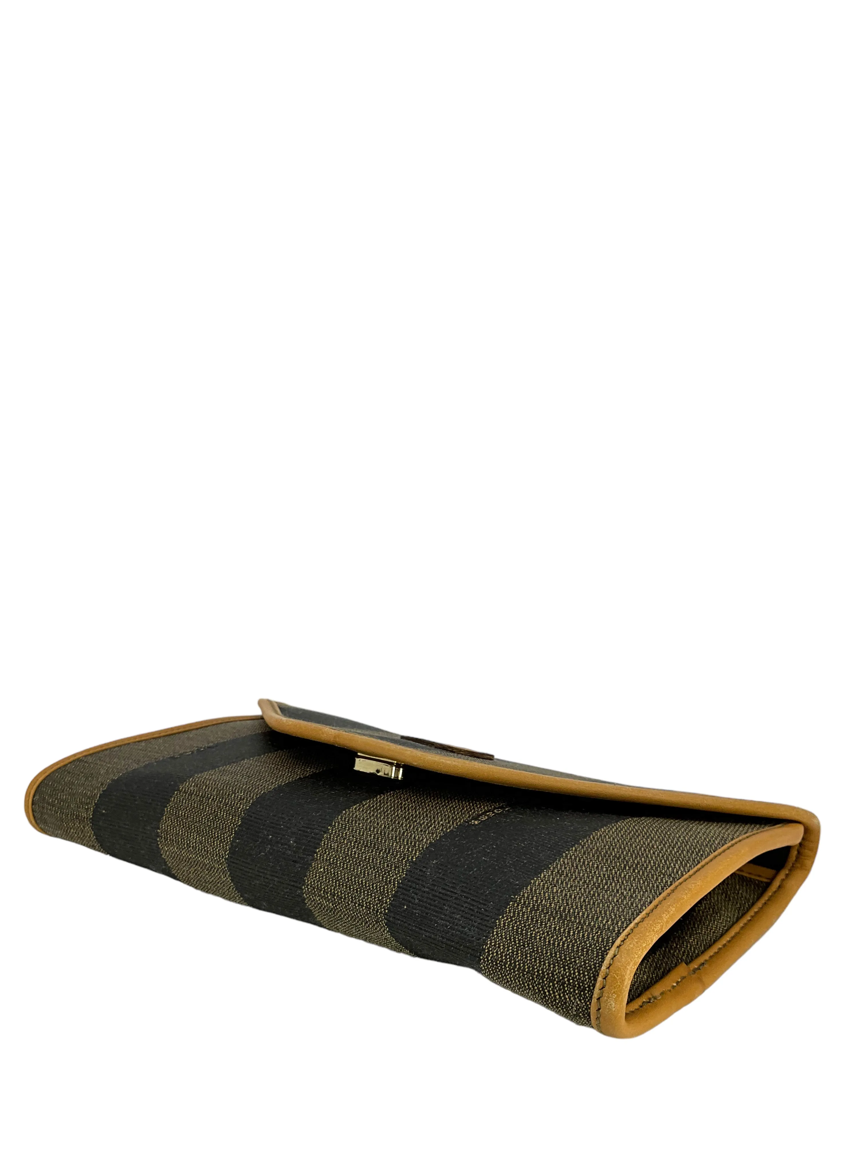 FENDI Vintage Vinyl Pequin Striped Envelope Clutch Bag