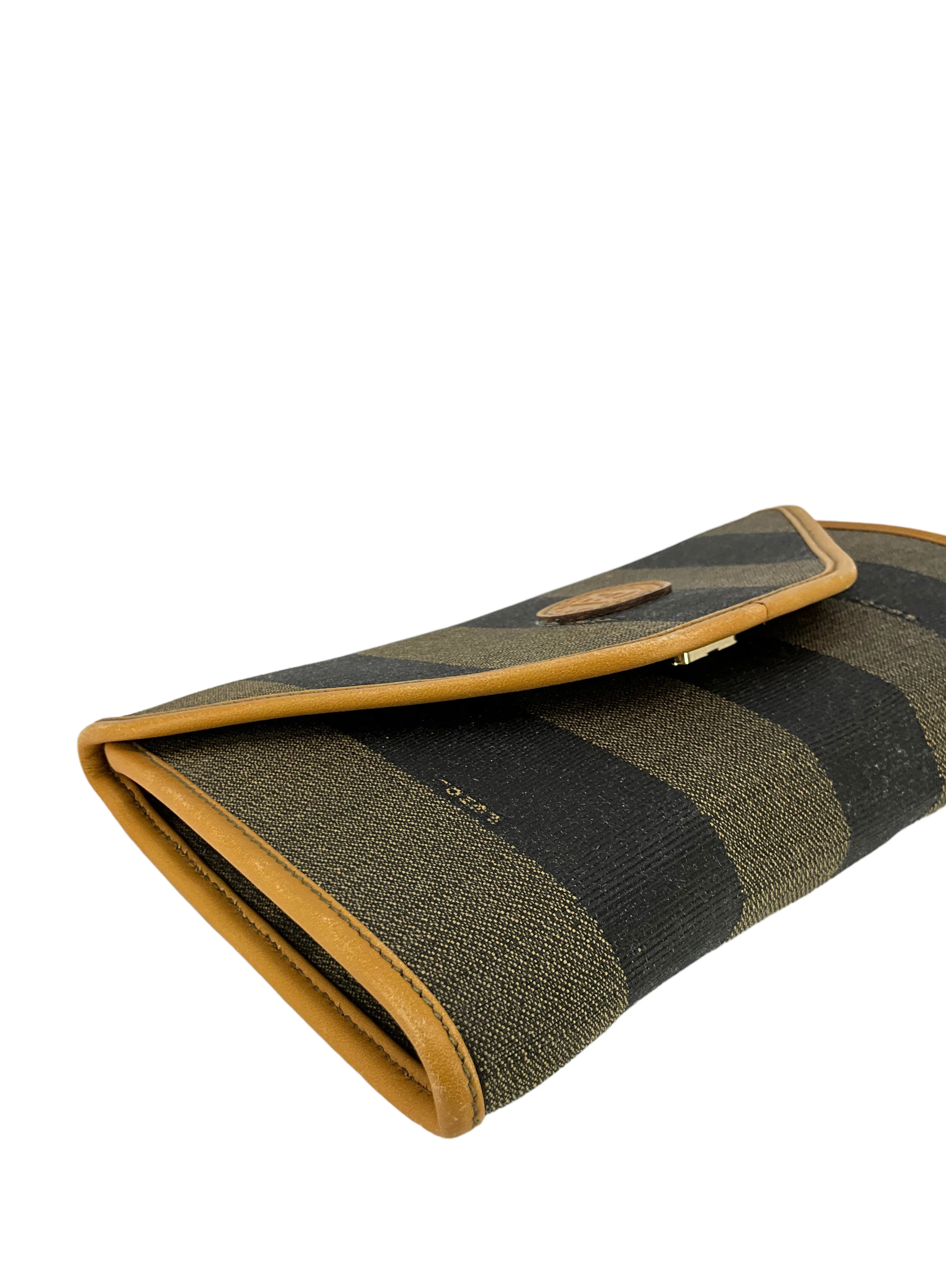 FENDI Vintage Vinyl Pequin Striped Envelope Clutch Bag