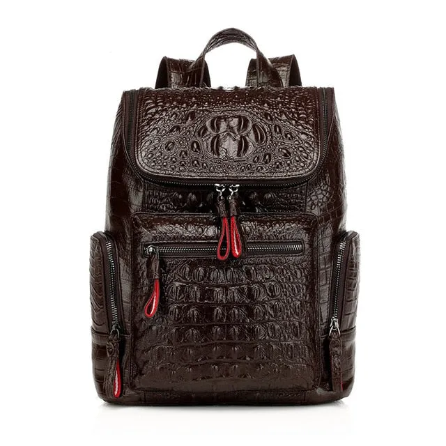 Genuine Leather Top Men's Backpack with Laptop 13'3" Compartment Women Leather Travel Daypacks for Work Man Designers
