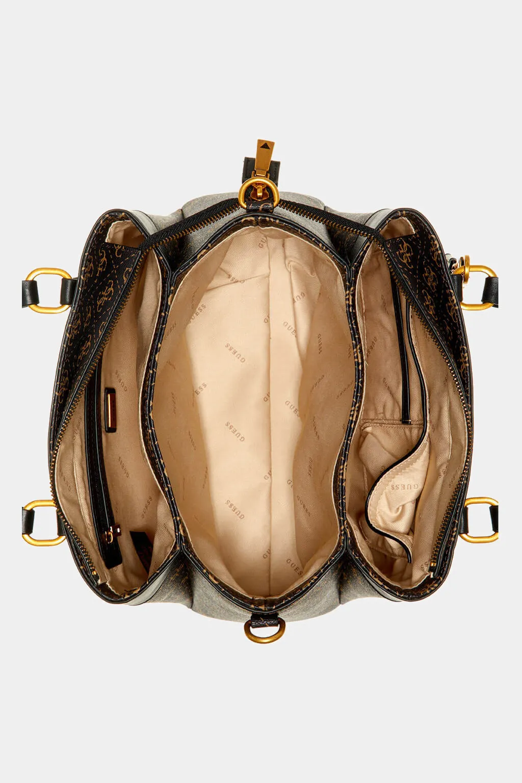 Guess Brown Kasinta 3 Compartment Satchel