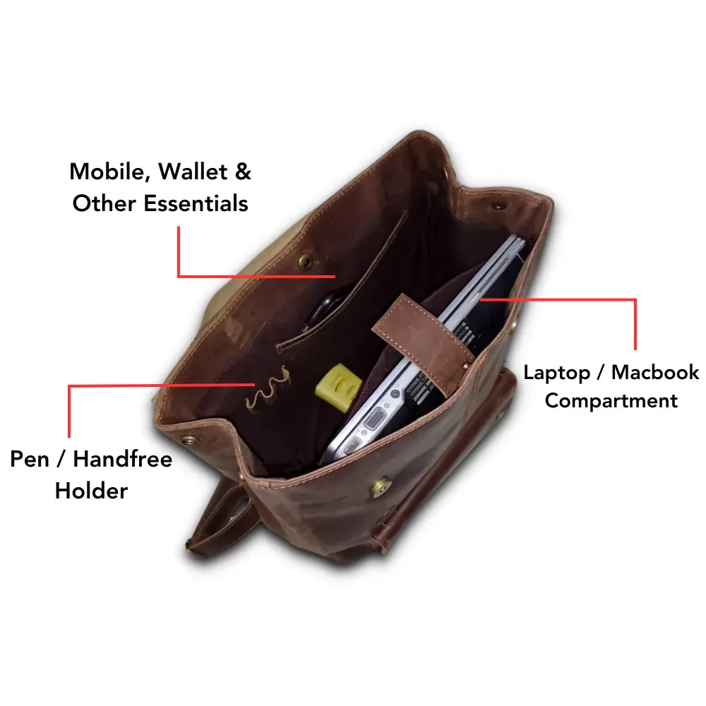 Leather Laptop Backpack - Travel backpack