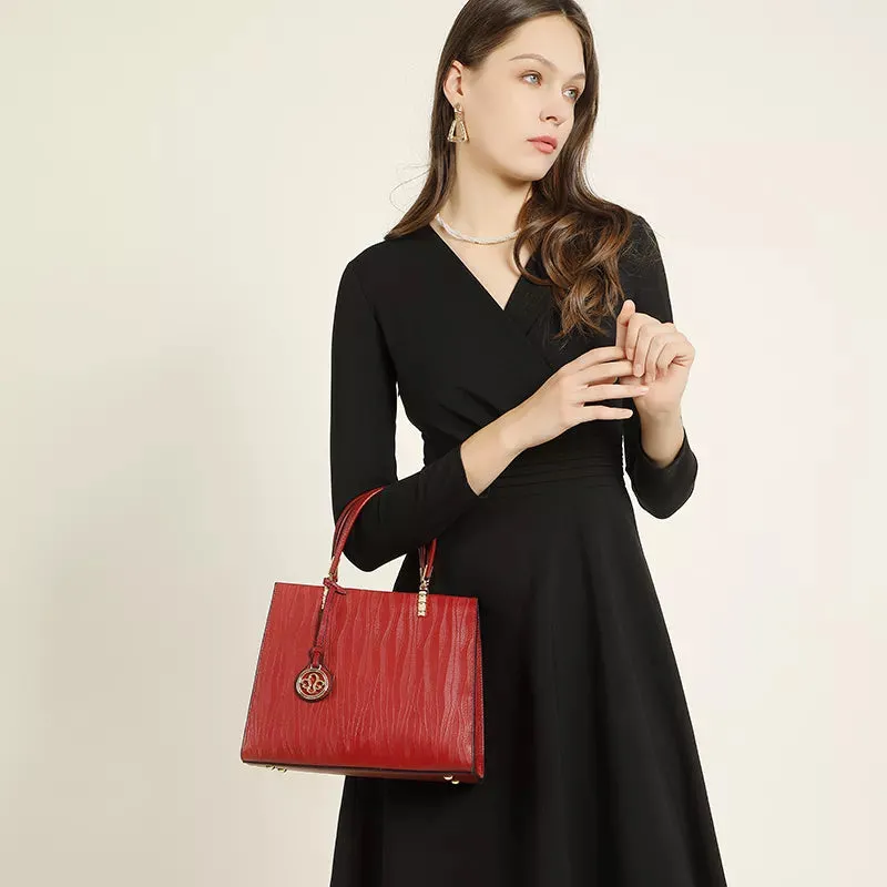 Leather Top Handle Satchel Purse