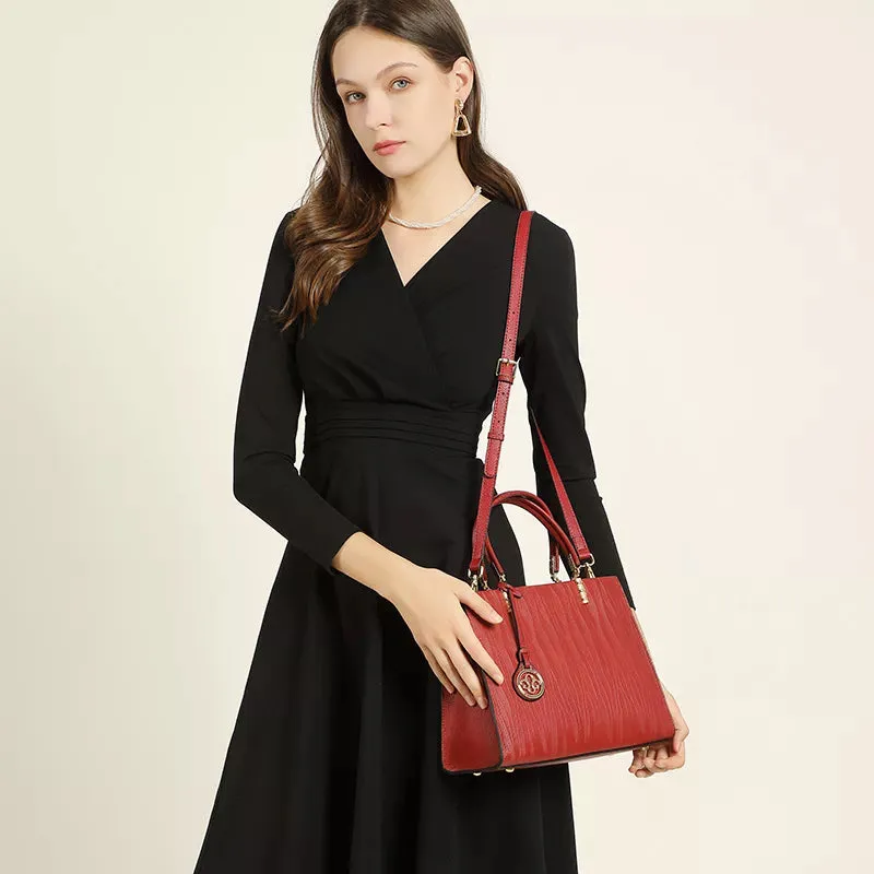 Leather Top Handle Satchel Purse