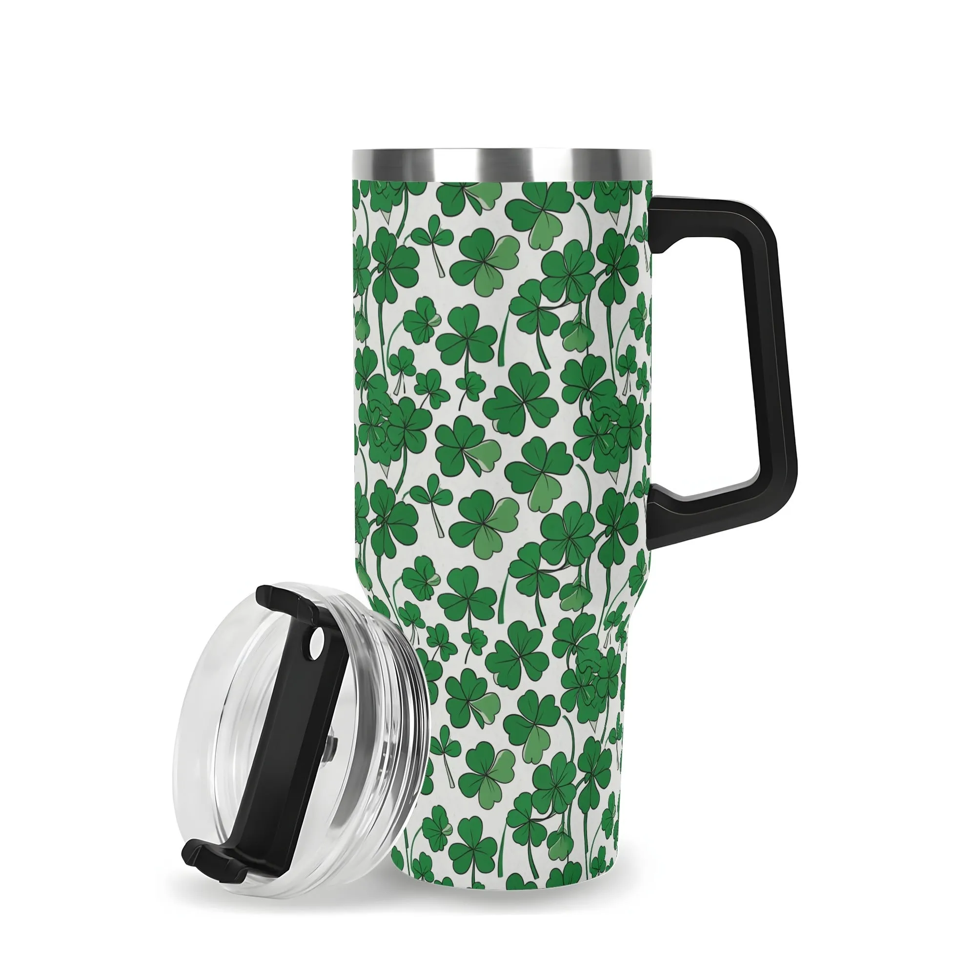 Little Clover 40oz Stainless Steel Tumbler Gift With Black Handle and Straw