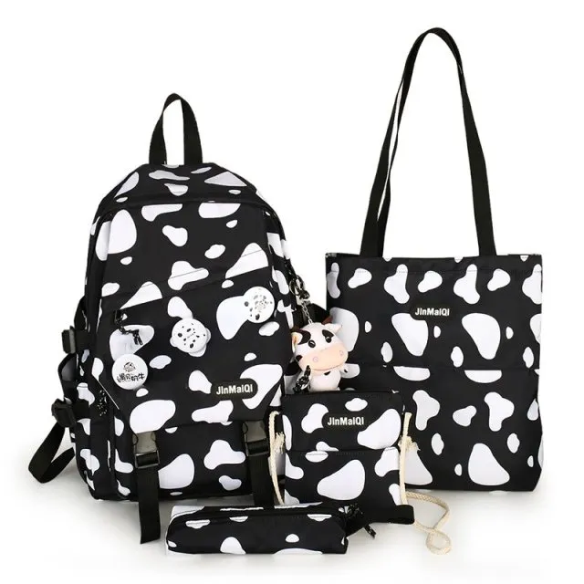 Milk Cow School Backpacks Set/4pcs