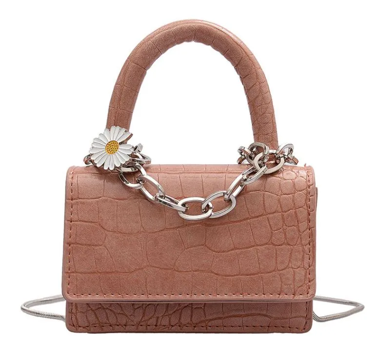 PB134 Peach Mini Crocodile Daisy Purse
