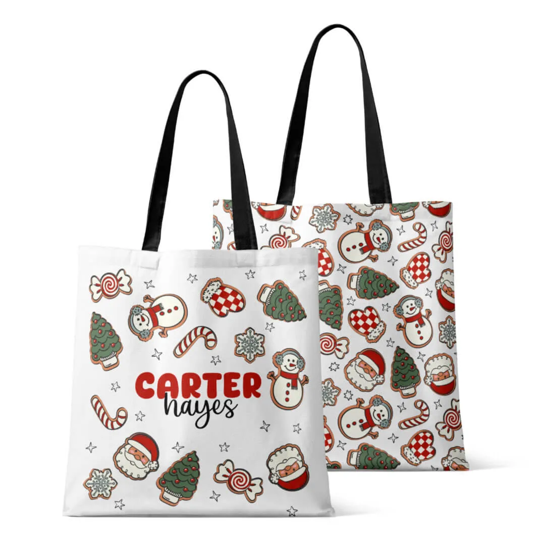Personalized Christmas Tote Bags | Santa's Cookies